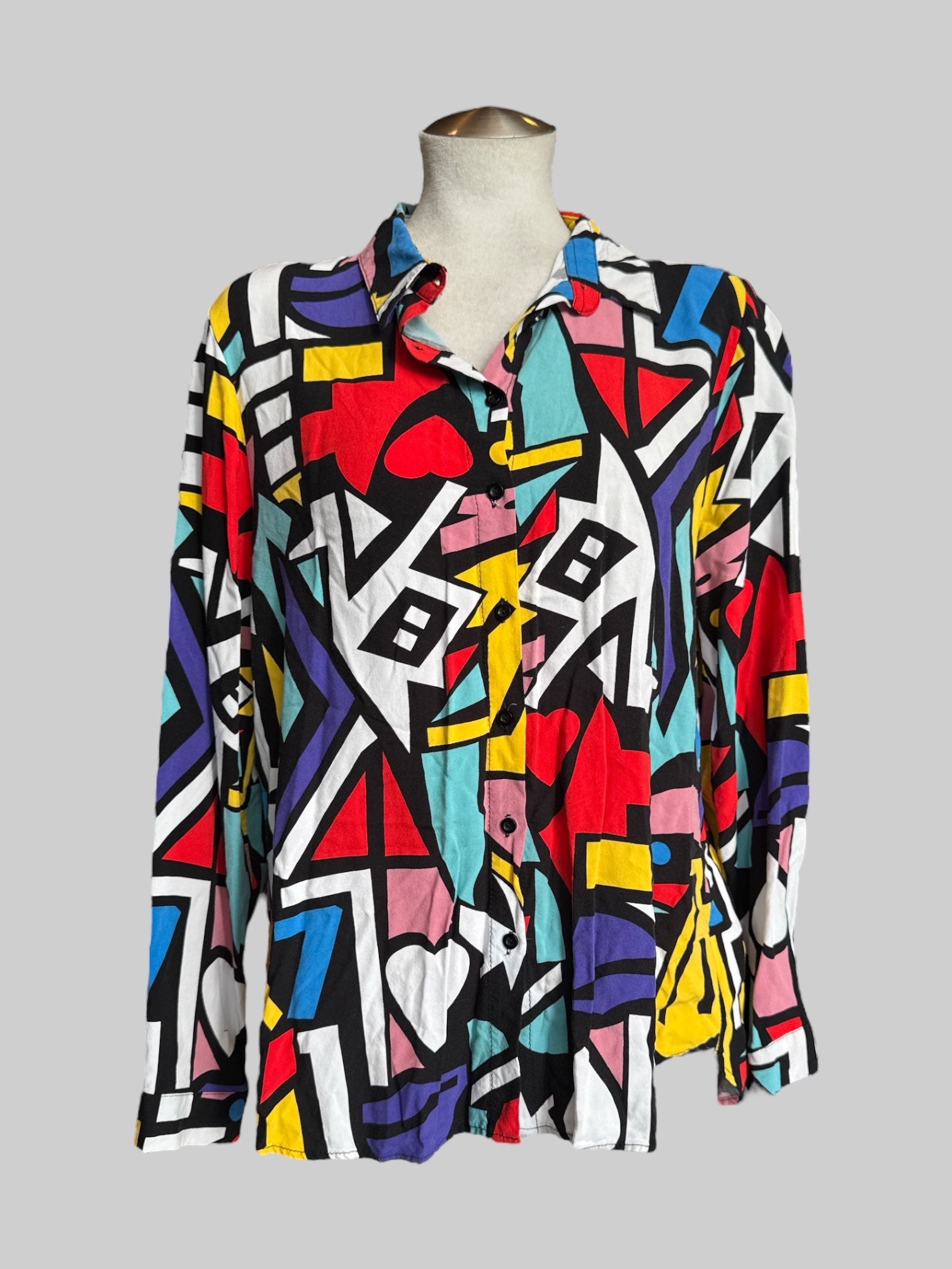 XL multi color mixed pattern button down