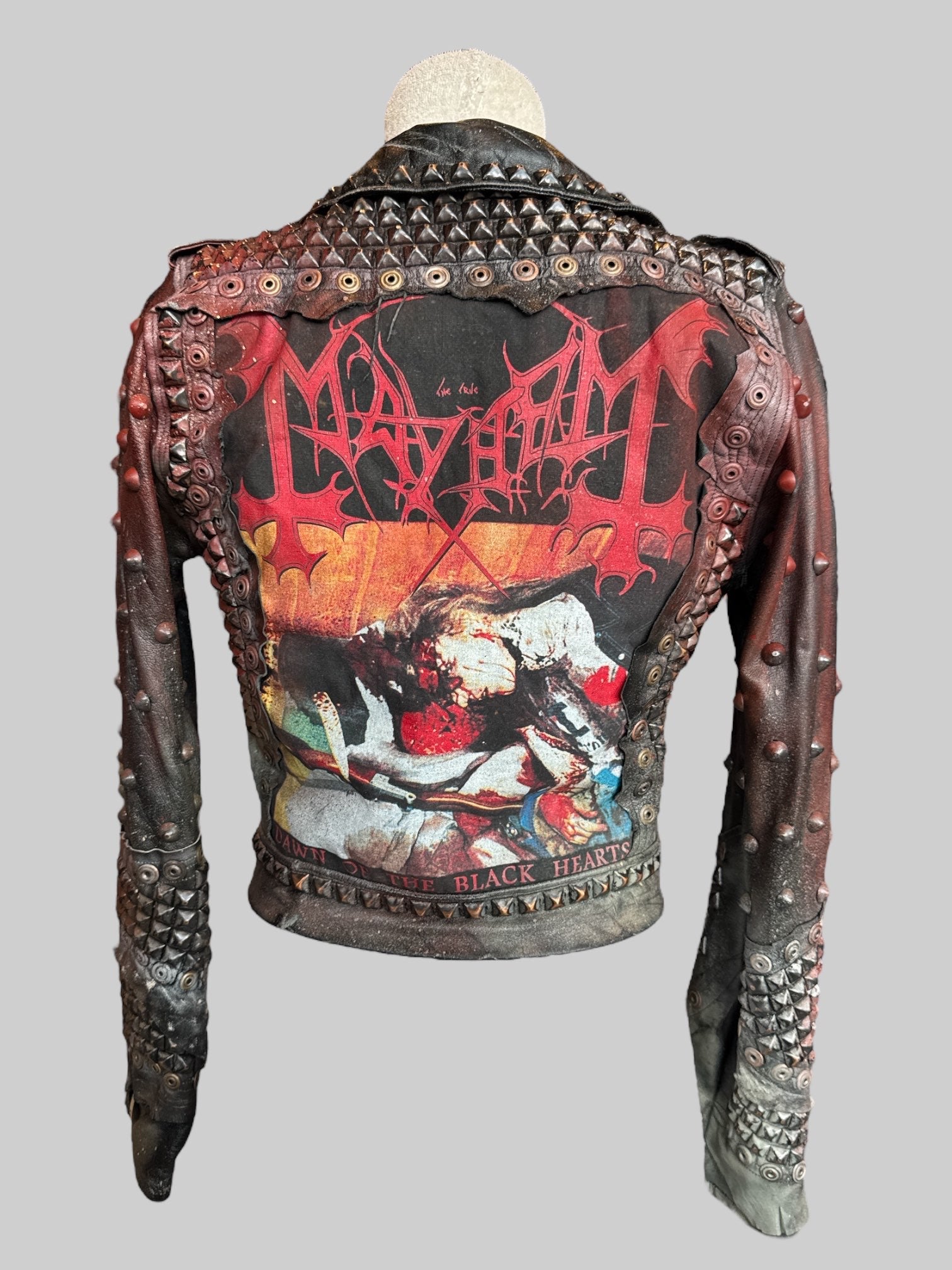 S Painkiller Clothing designer one of a kind heavy duty leather jacket with studs