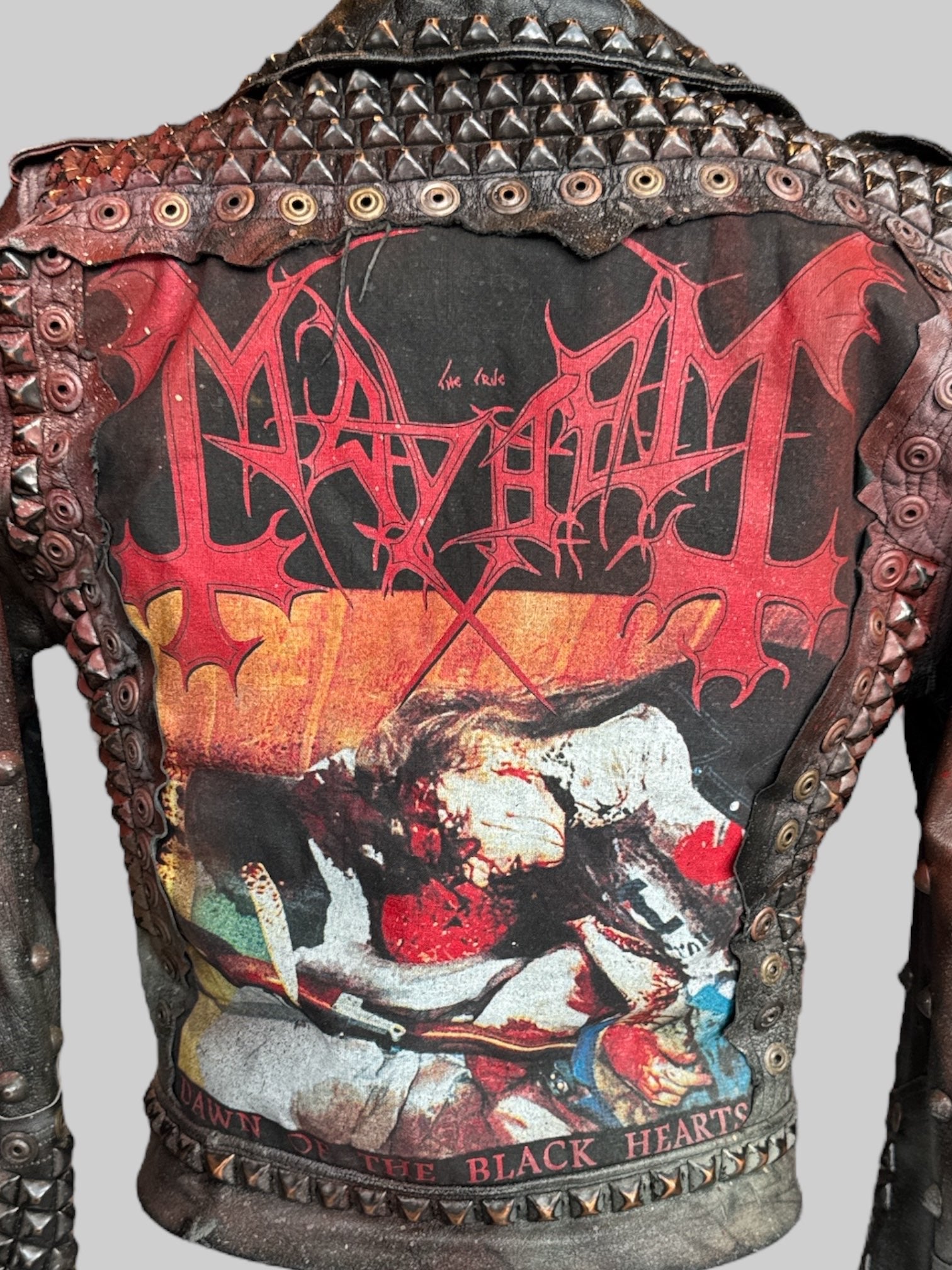 S Painkiller Clothing designer one of a kind heavy duty leather jacket with studs