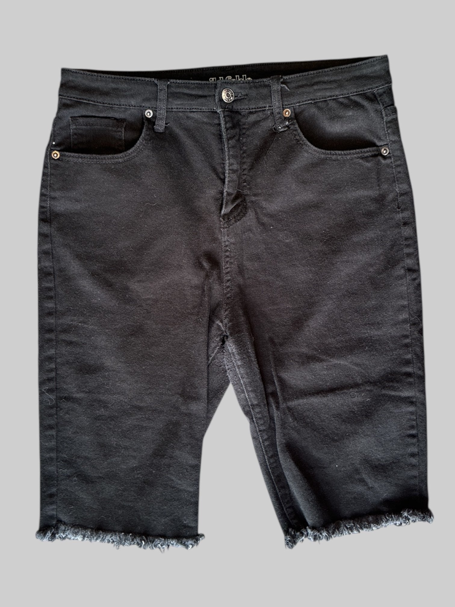 L black high rise cut off shorts
