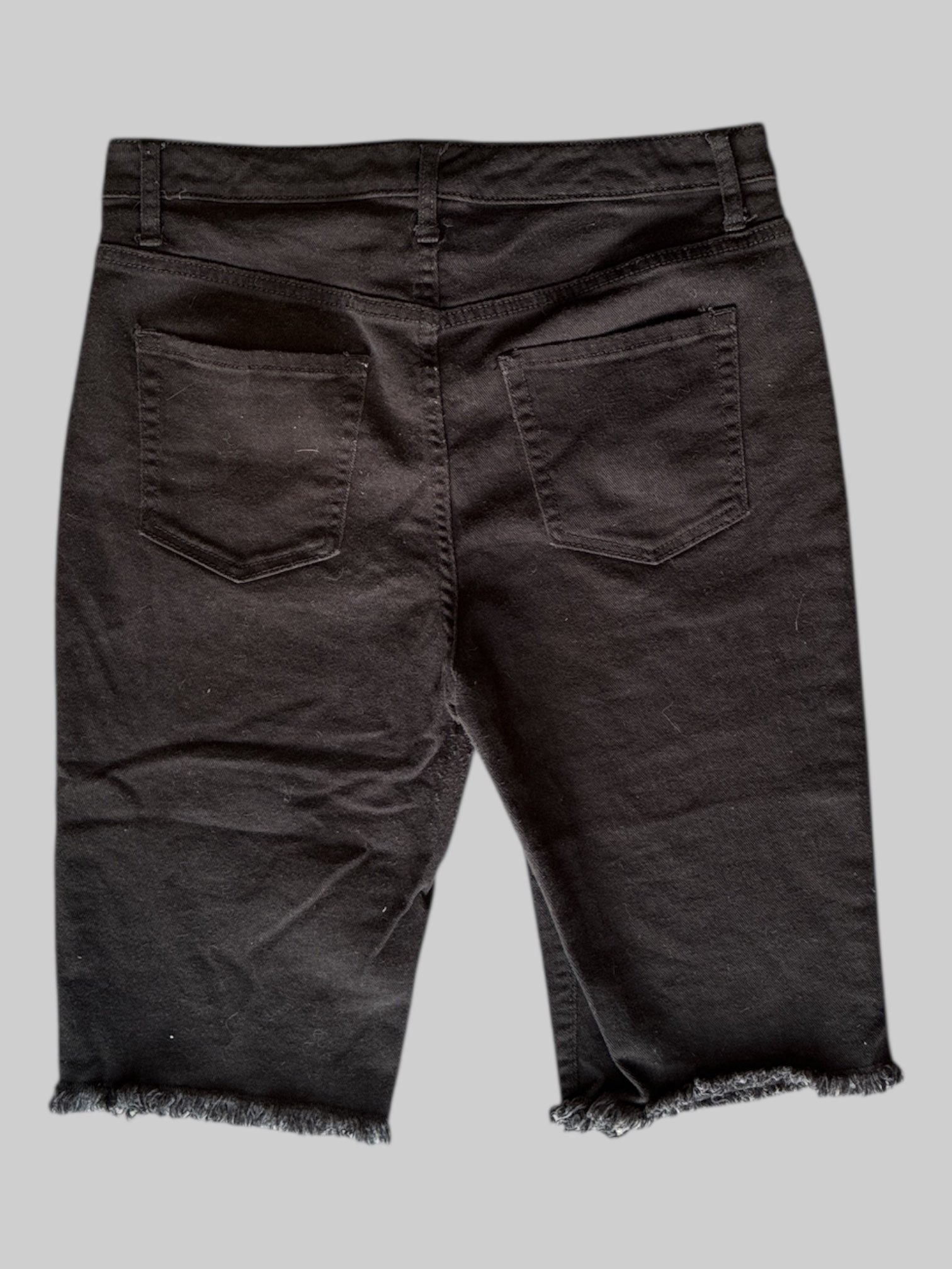 L black high rise cut off shorts