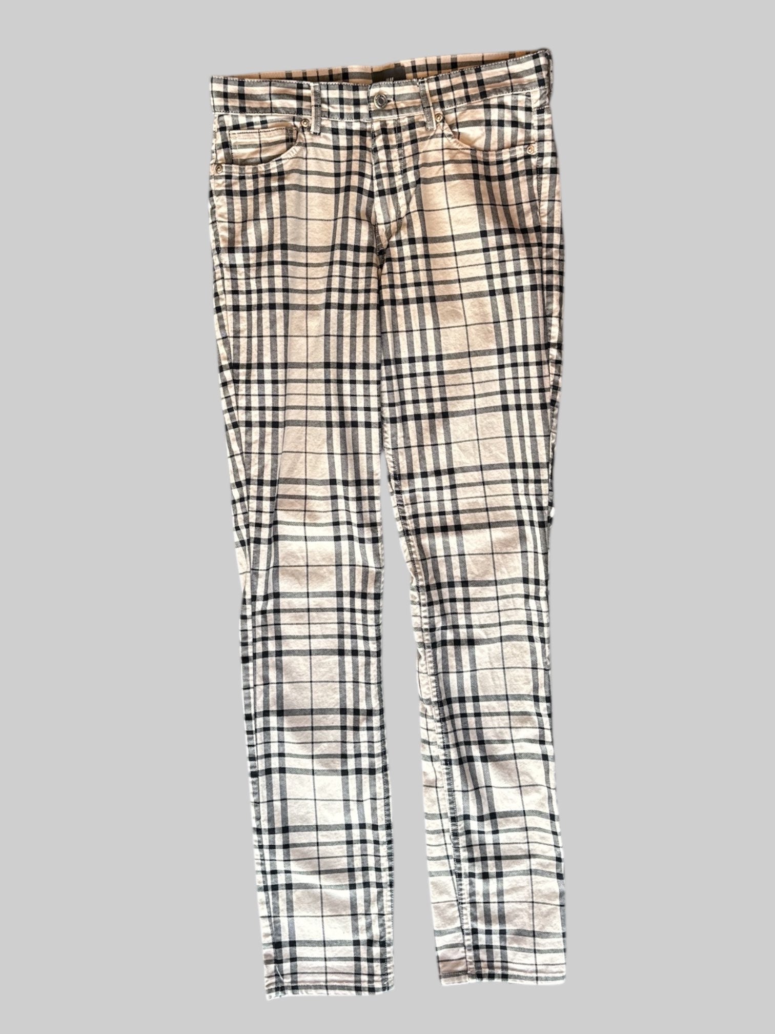 M off white and black plaid pattern pants