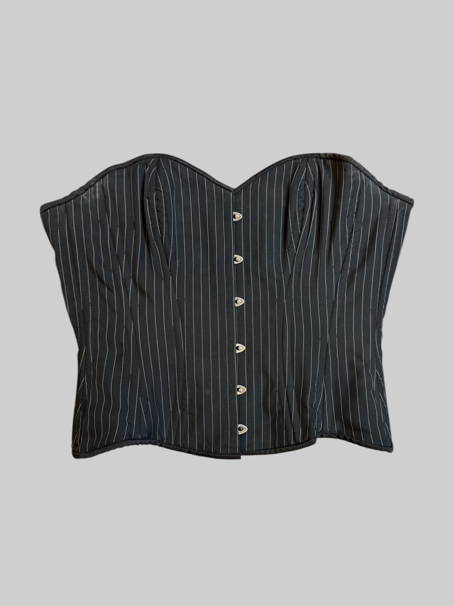 L Orchard Corsets pinstripe hourglass curve longline overbust corset