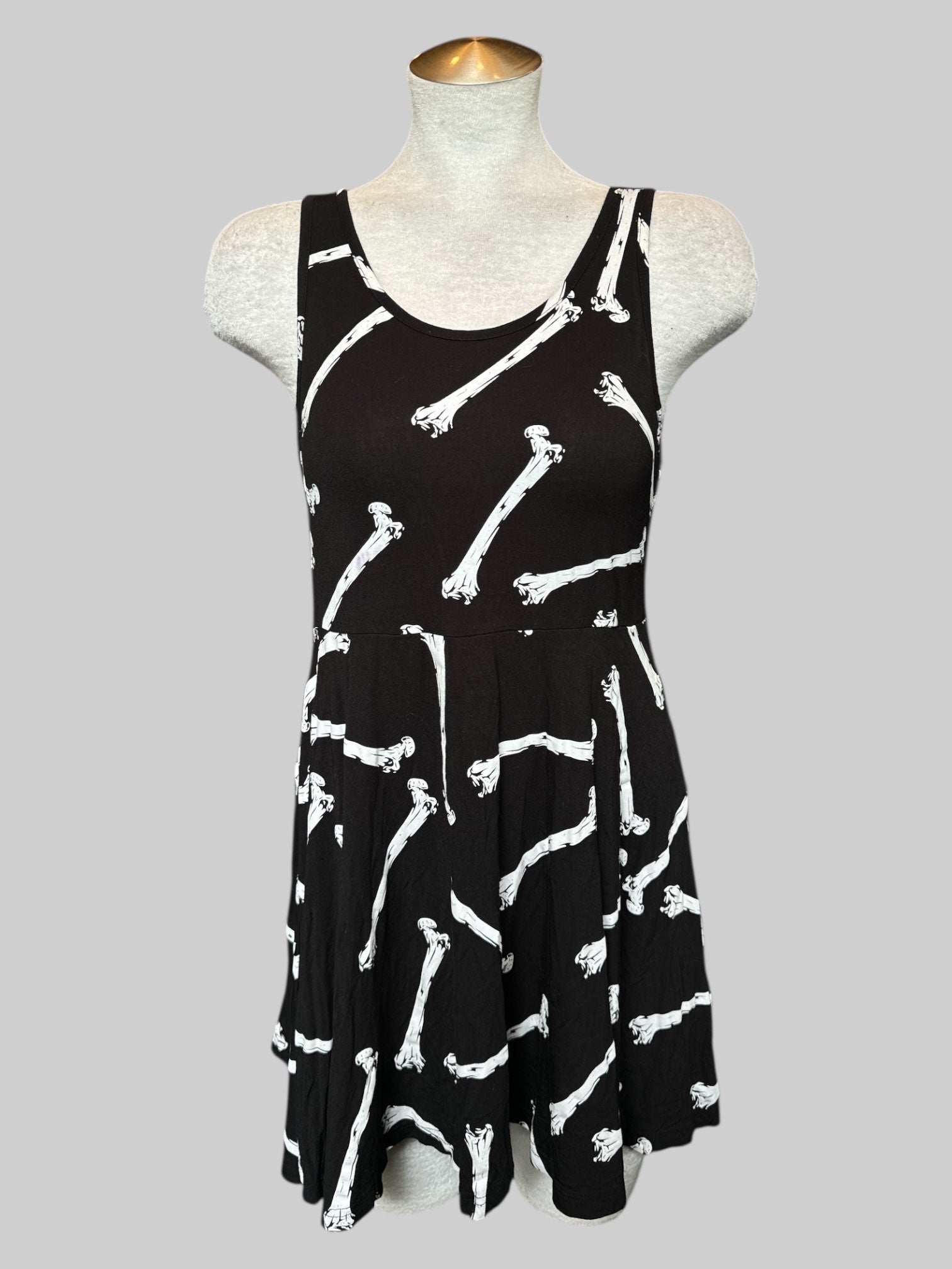 L Killstar Black flowy dress with bone print