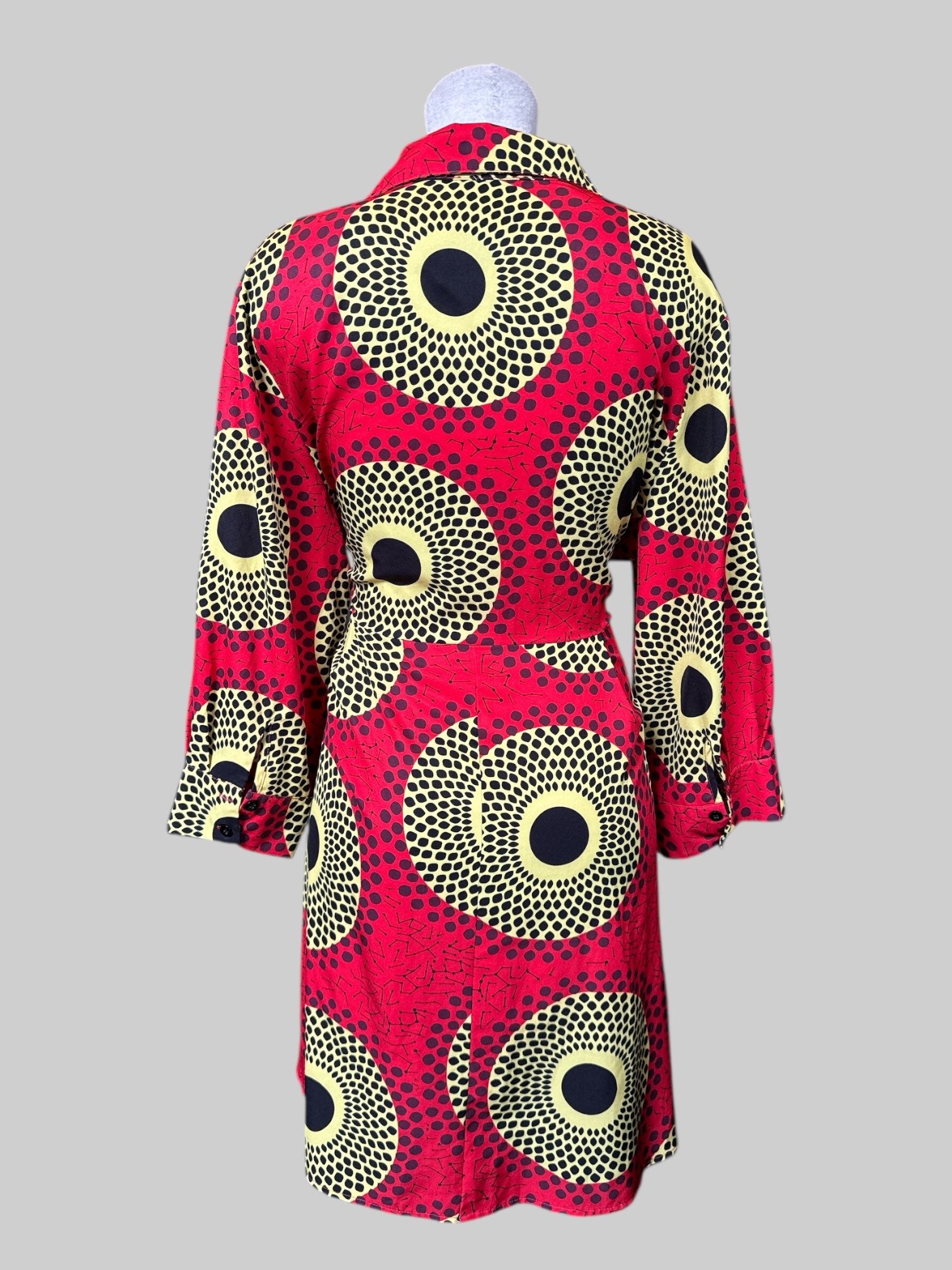 XL Red dress with multicolor geometric print