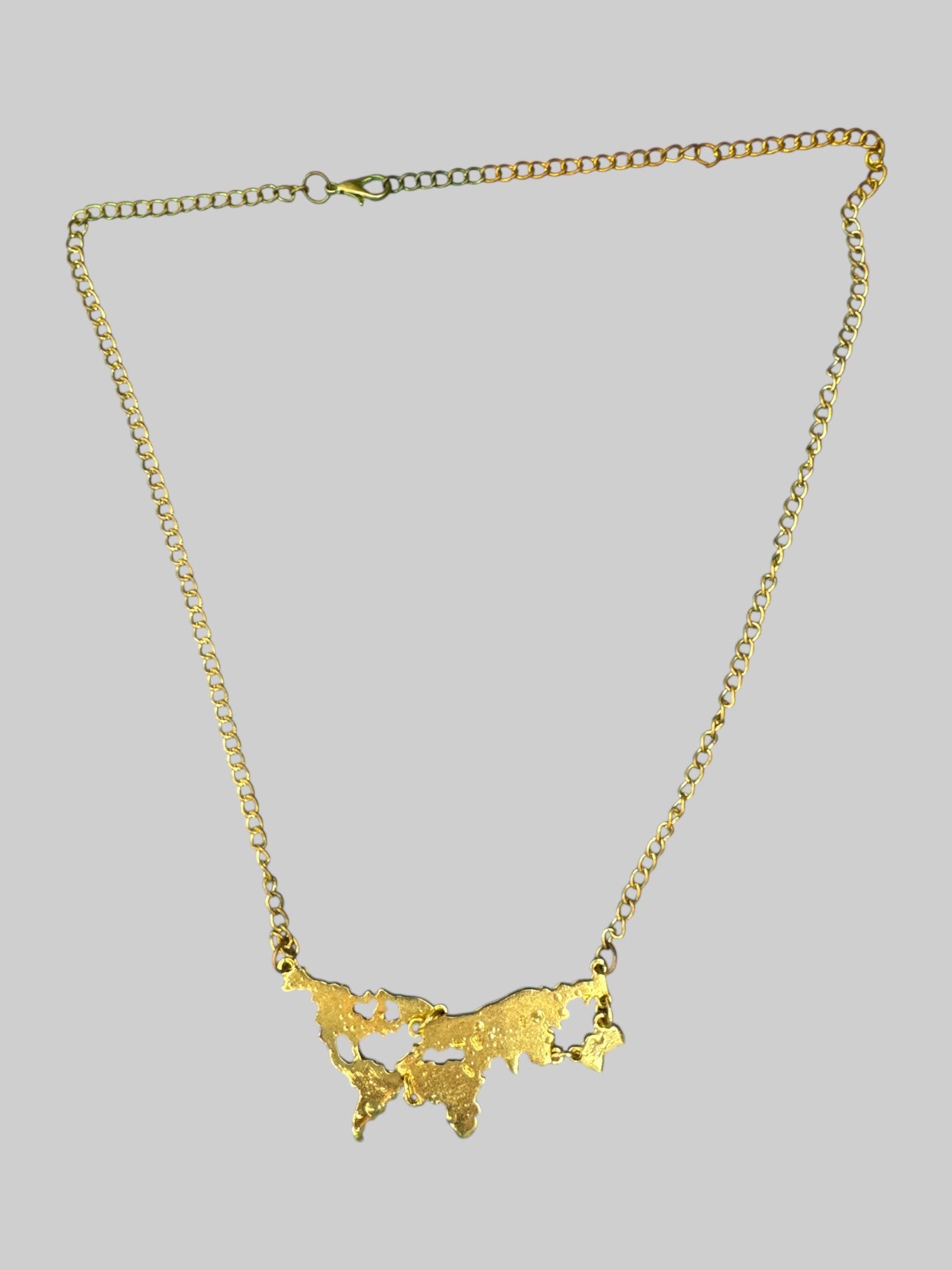 Gold color world map necklace