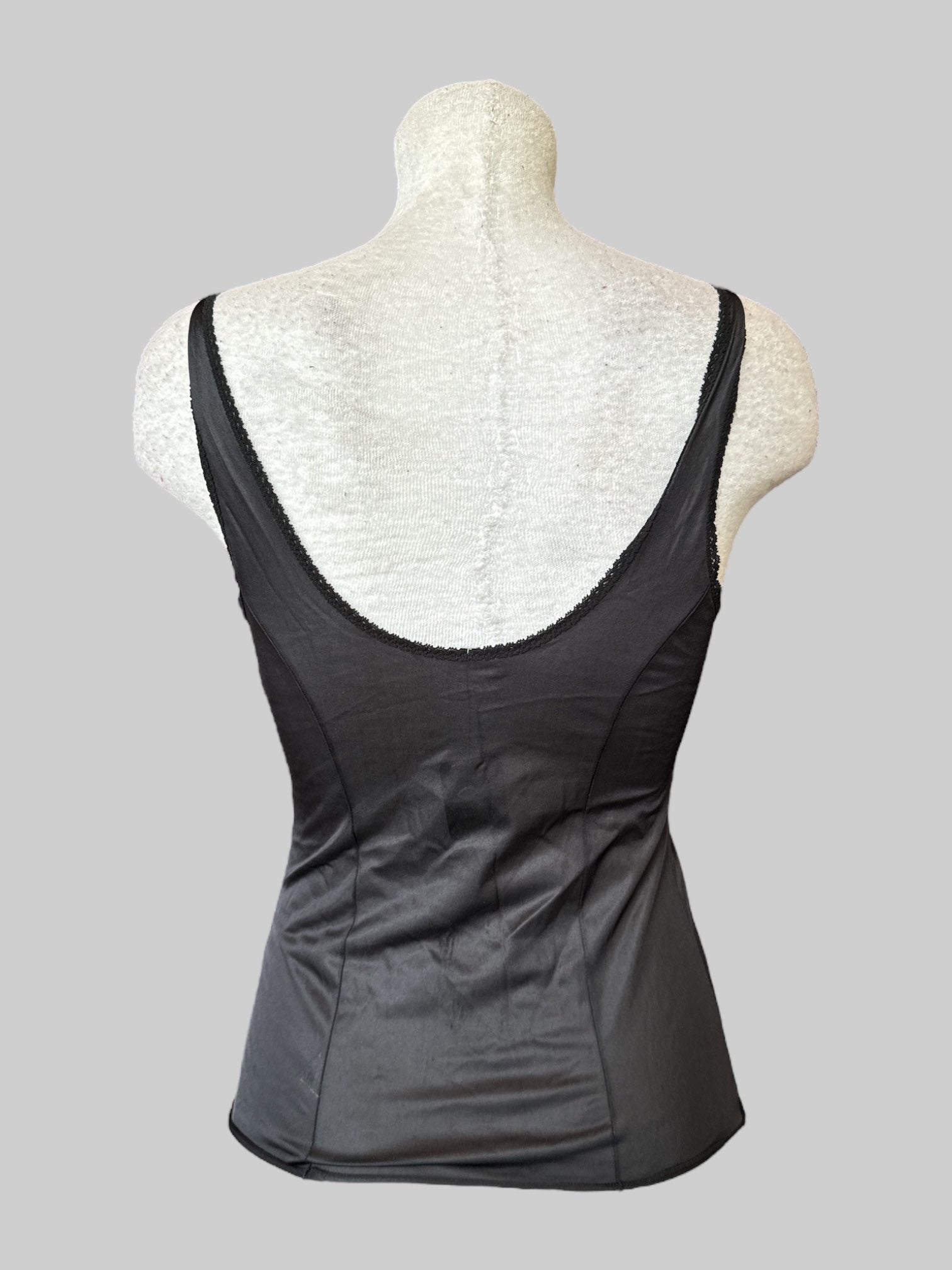 S Vintage black sheer lingerie top with lace