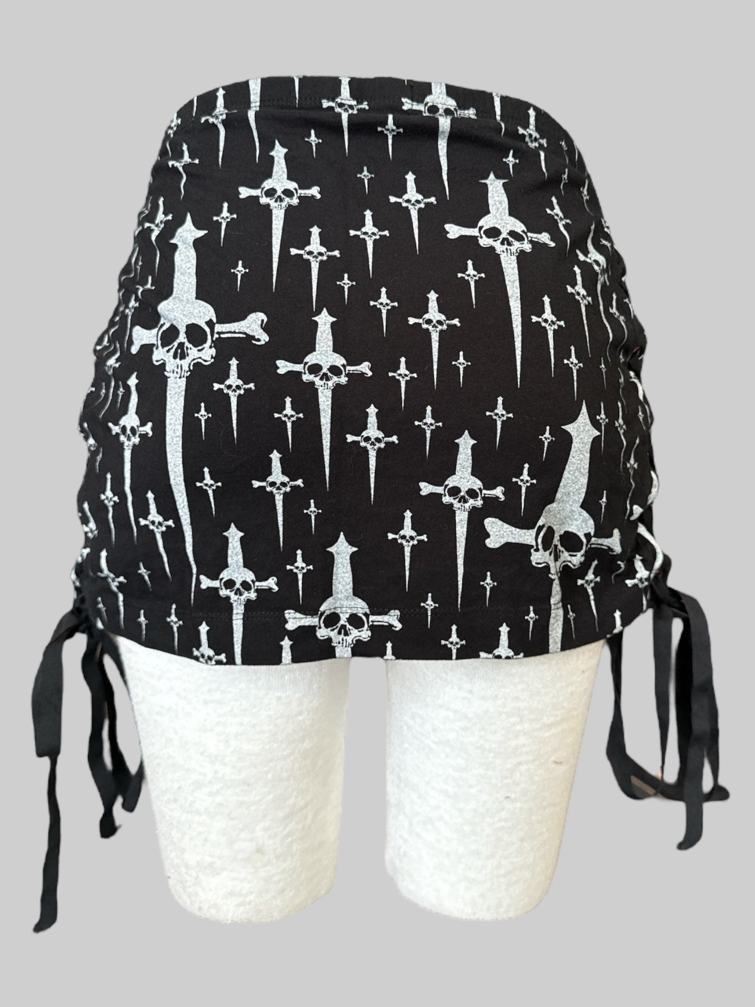 XL Rare vintage black stretchy short lip service skirt with lace up sides