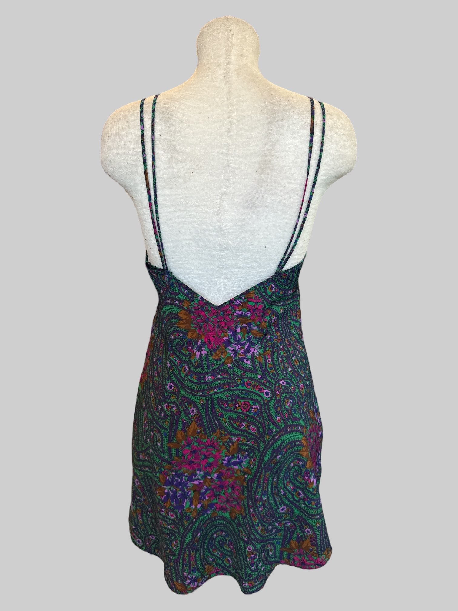 M Vintage Victoria’s Secret lingerie dress with purple lace and multicolor floral pattern