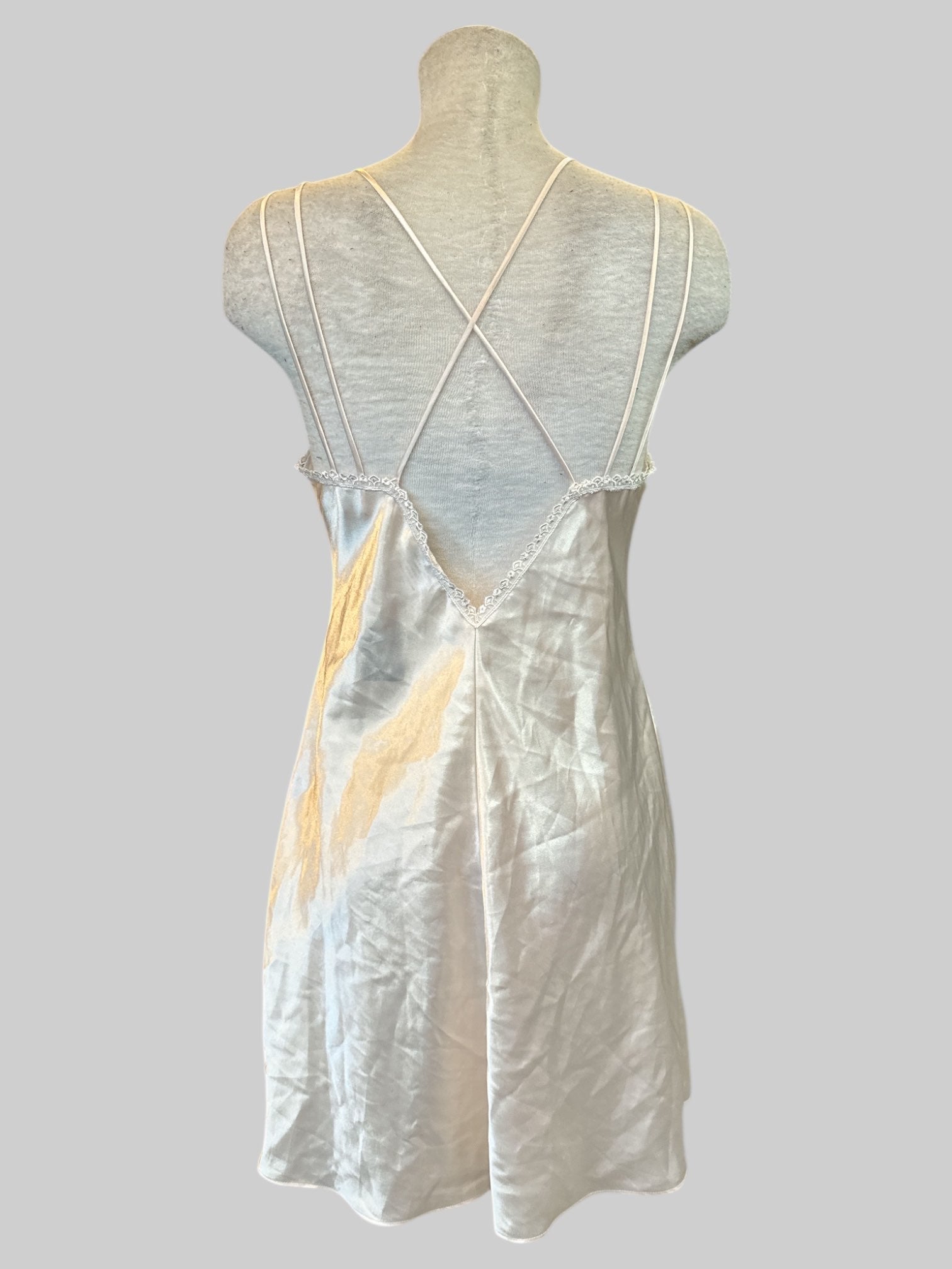L Vintage very blush pink lingerie dress with floral embroidery and beading