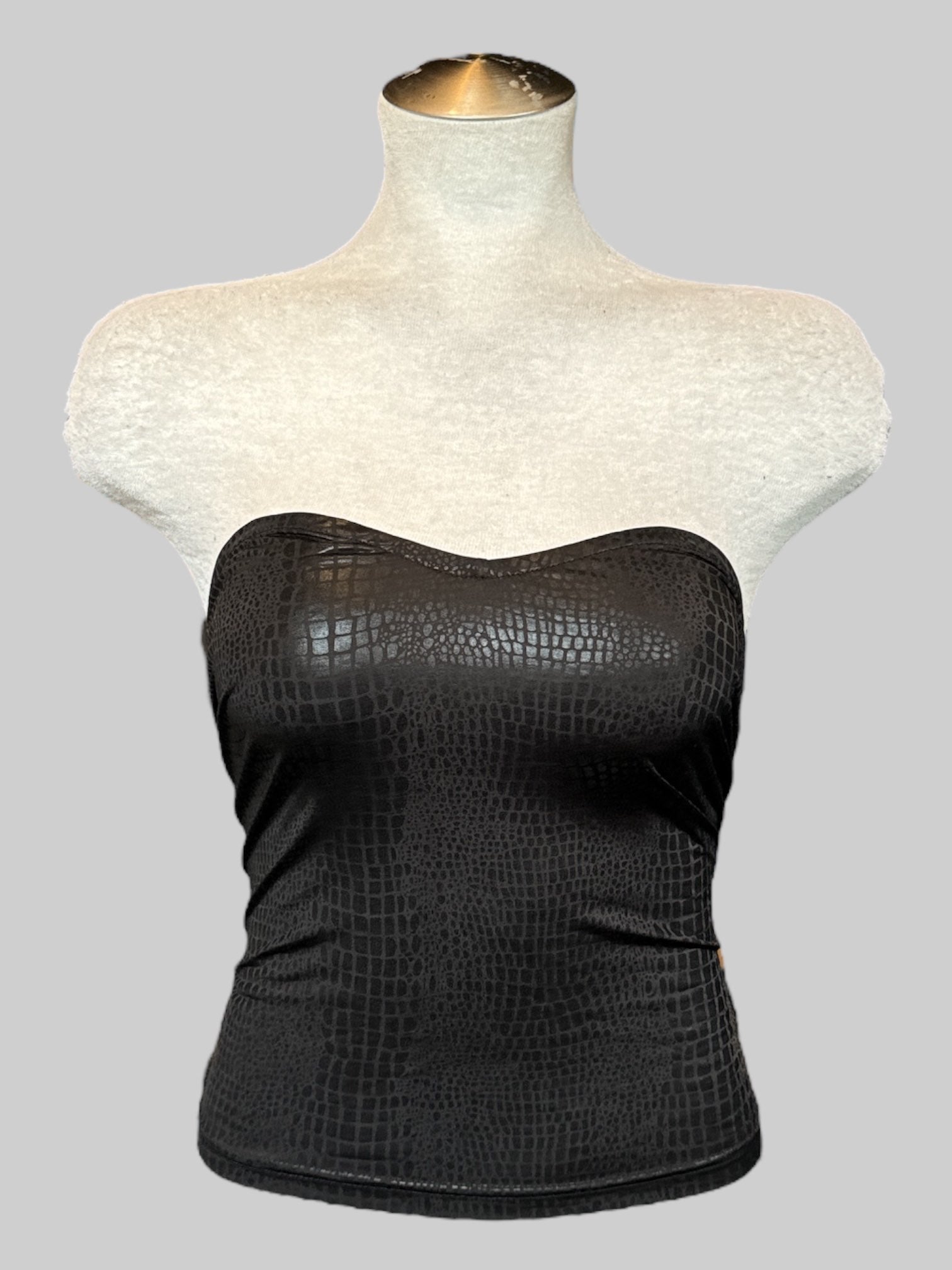 XL Black faux reptile print strapless stretchy top