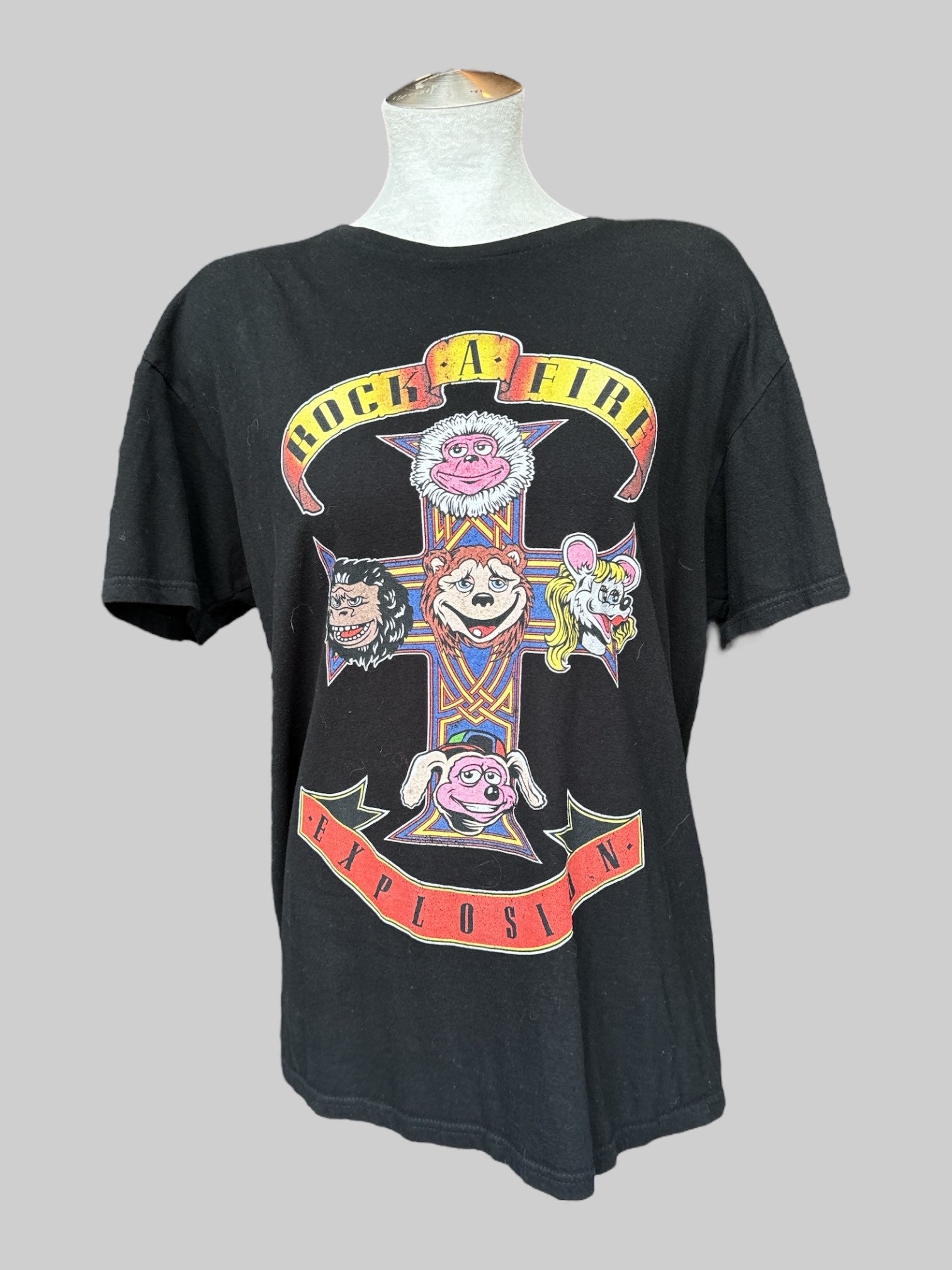 1X “Rock-Afire Explosion” black stretchy band tee