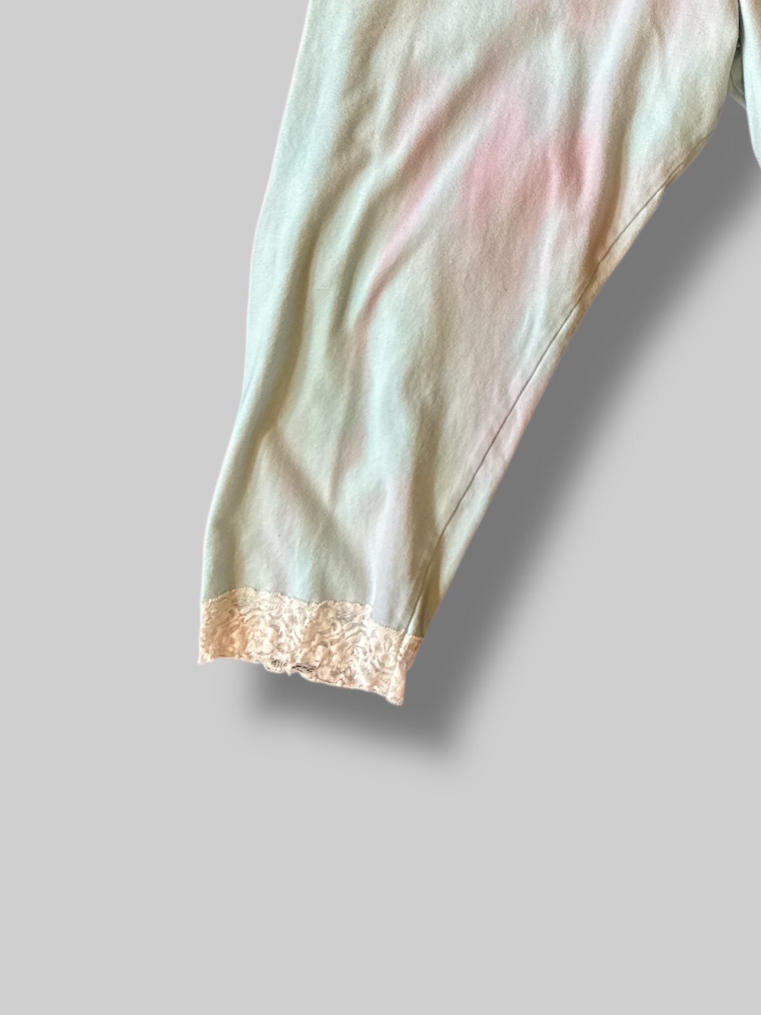 0X Pastel tie dye soft pants with lace trim
