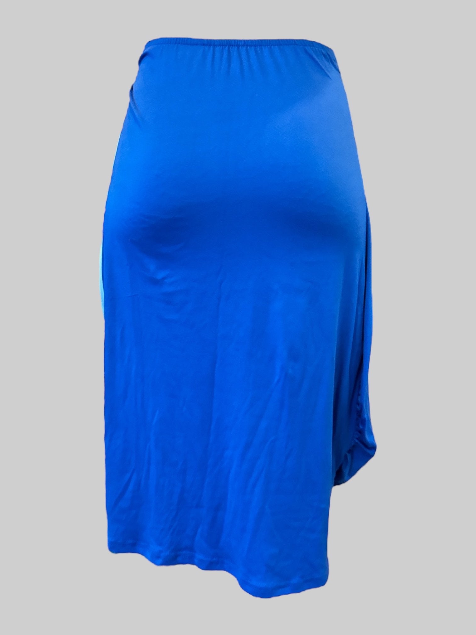 2X dark blue and light blue stretchy midi skirt with ruching