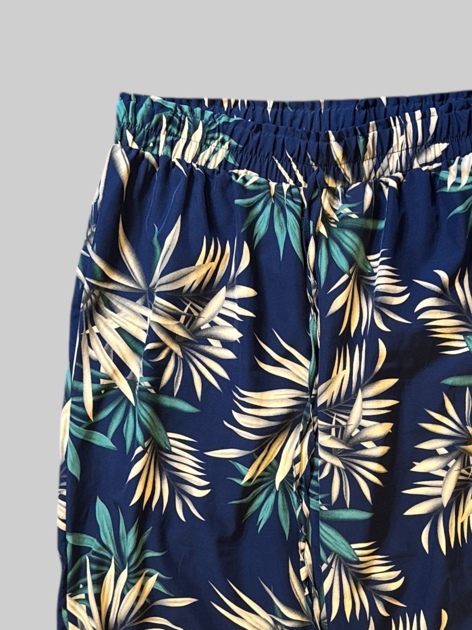 0X blue botanical print flowy joggers