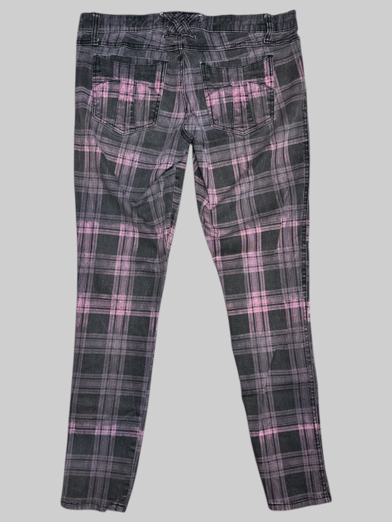L Tripp pink and gray plaid pants