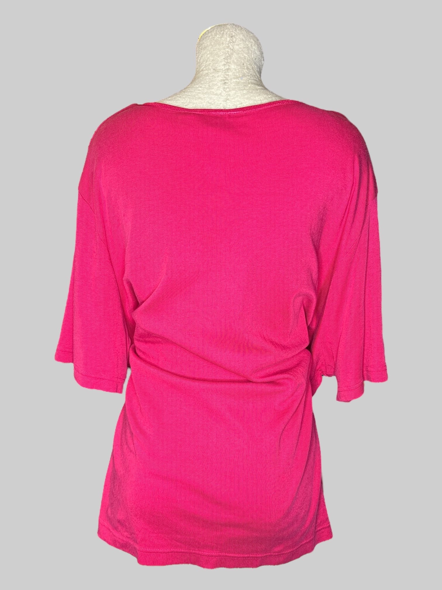 4X vintage stretchy pink ribbed T-shirt