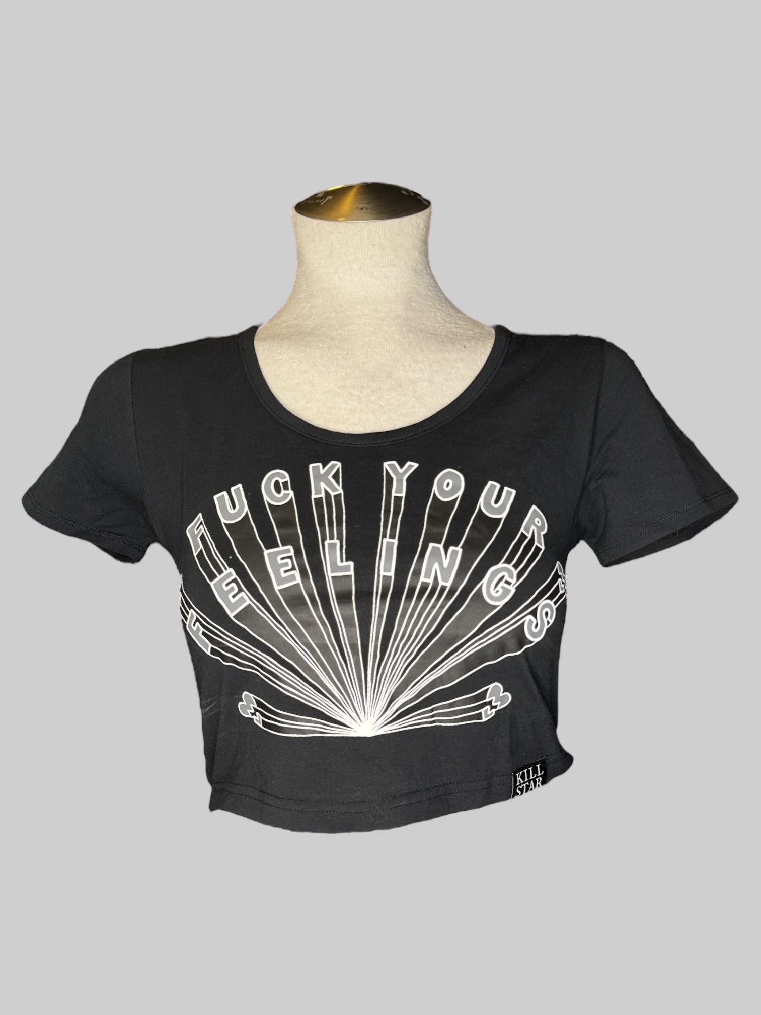 S killstar “Fuck your feelings” black crop top