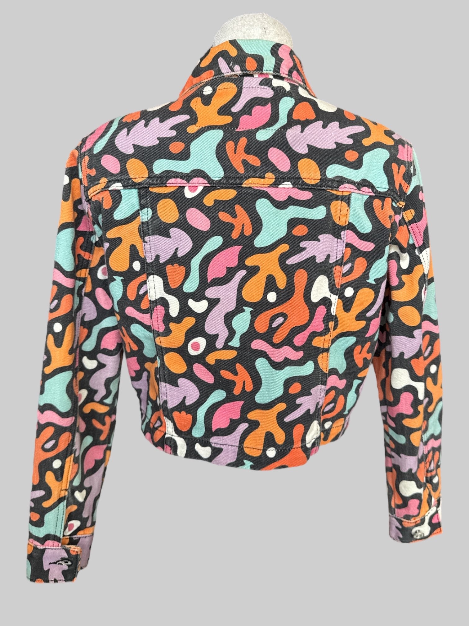 M multicolor geometric pattern cropped jacket