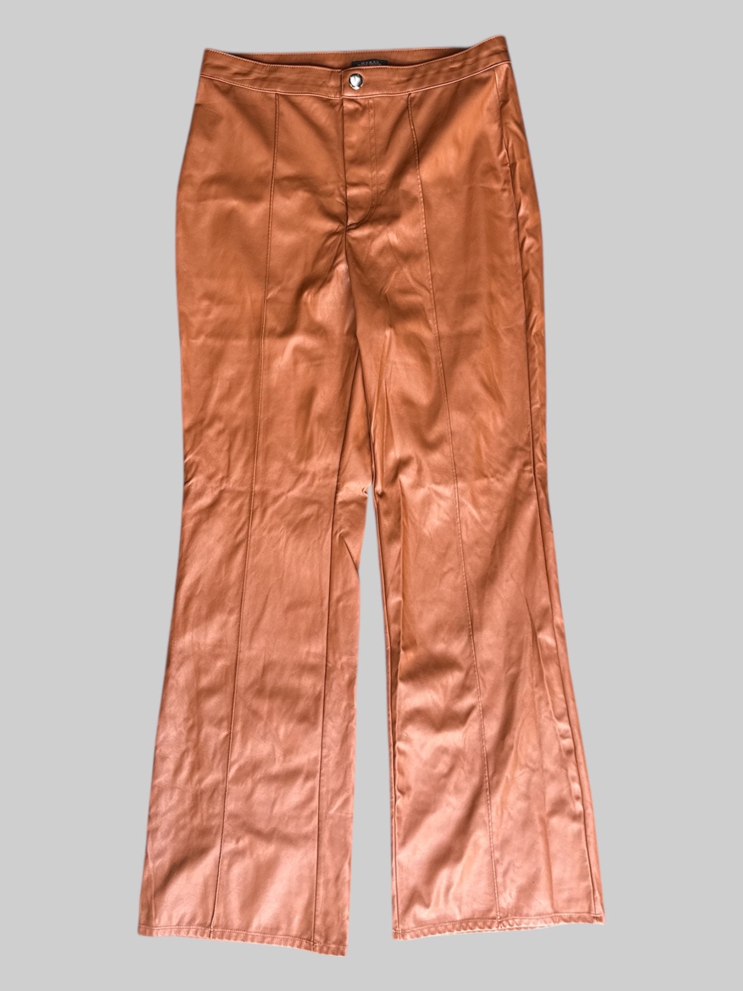 M brown pleather wide leg pants