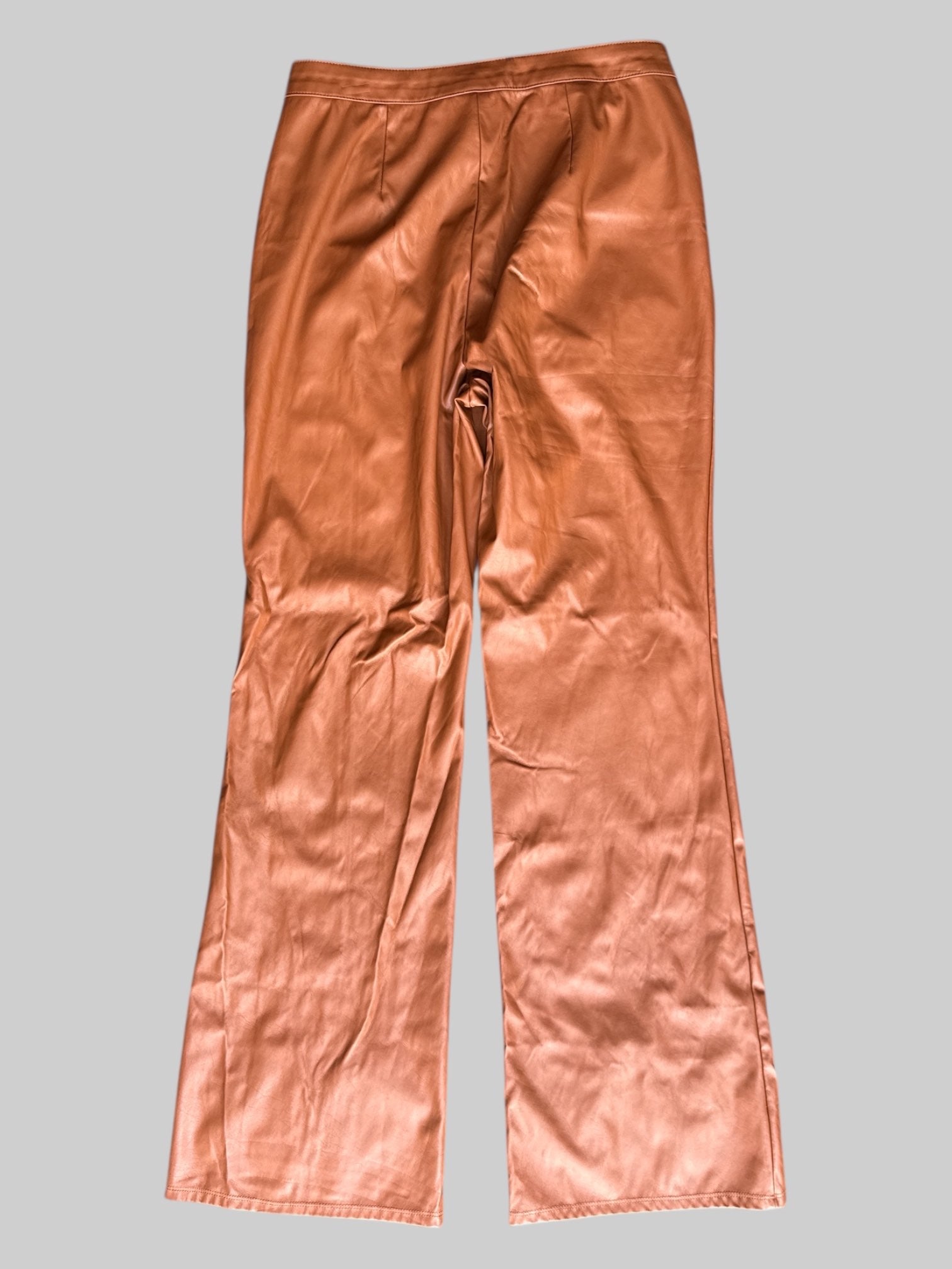 M brown pleather wide leg pants