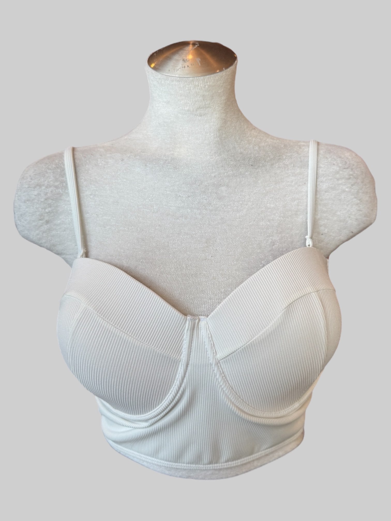XL Cream ribbed bustier style crop top