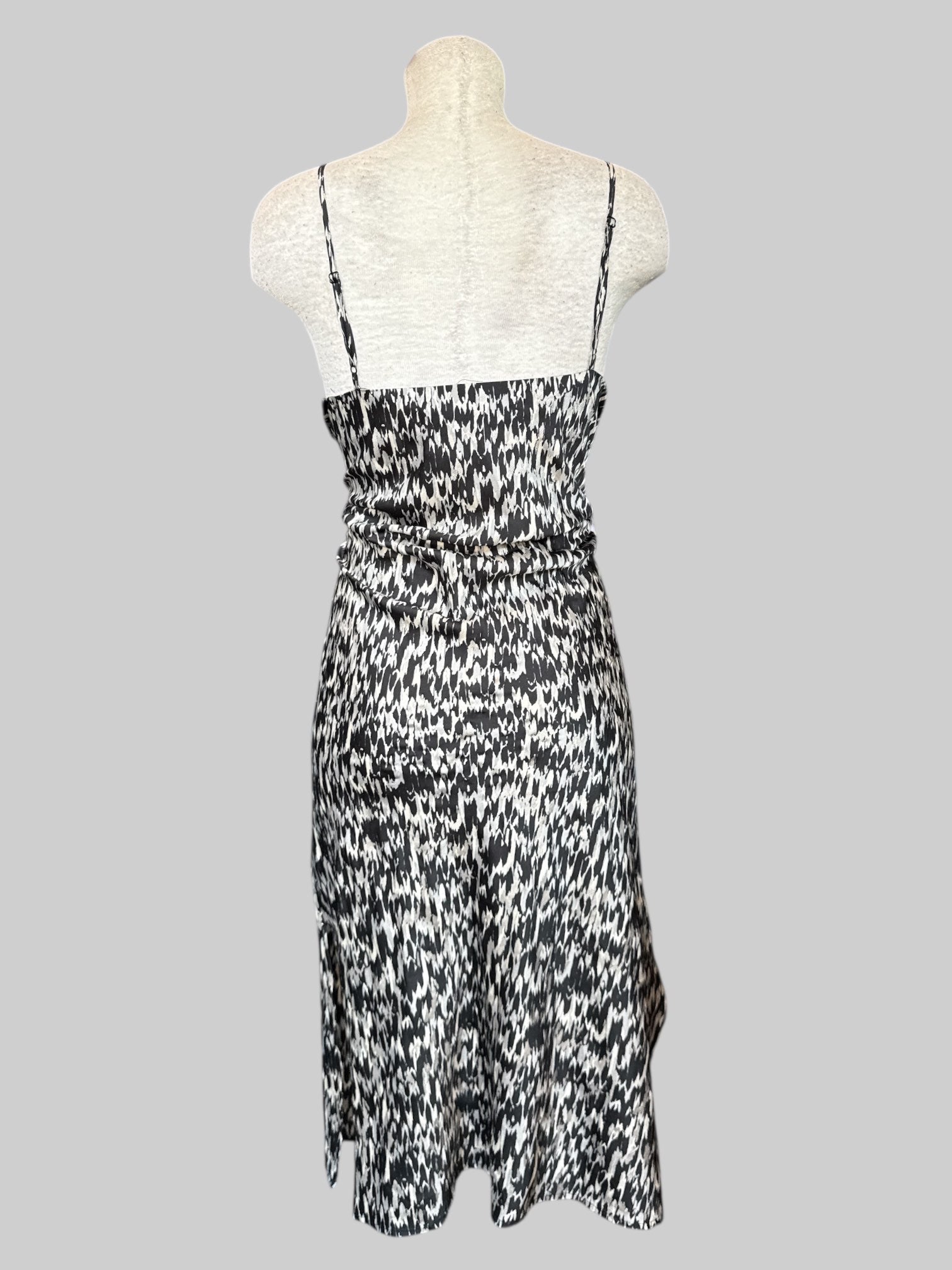 L Silver, and black pattern flowy maxi dress