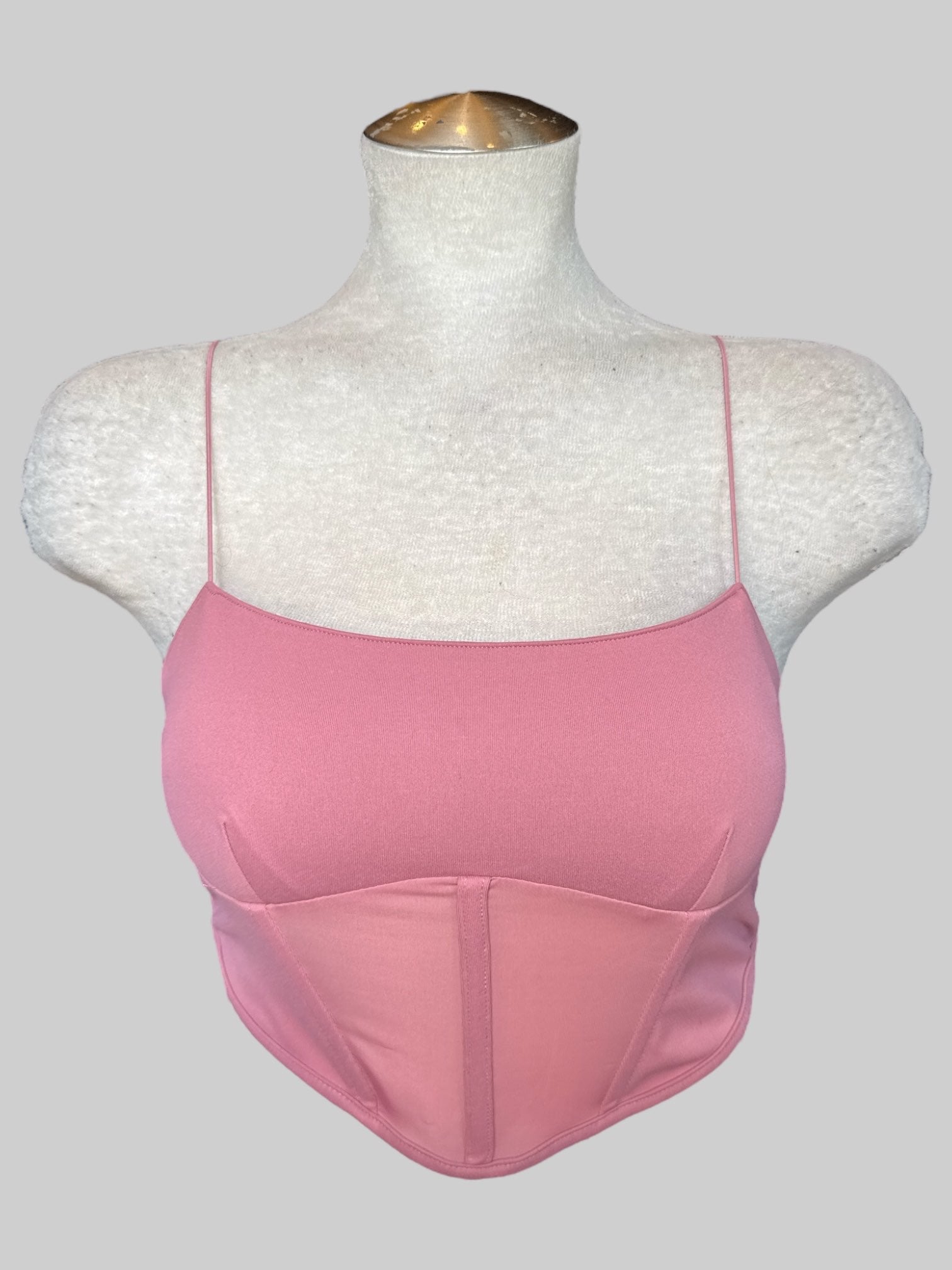 M Pink corset style crop top with sheer areas and side zipper