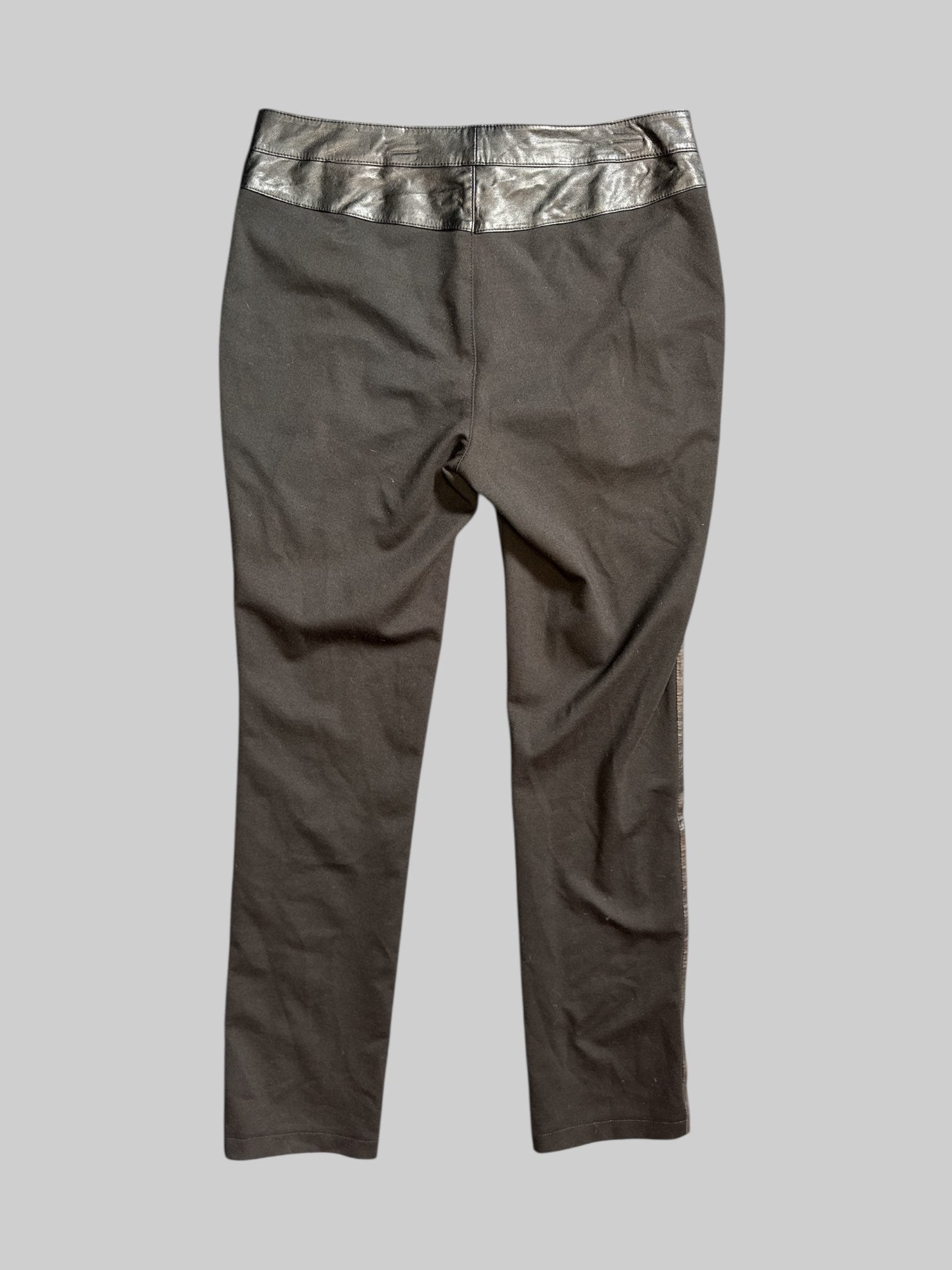 L Mixed fabric black pleather pants