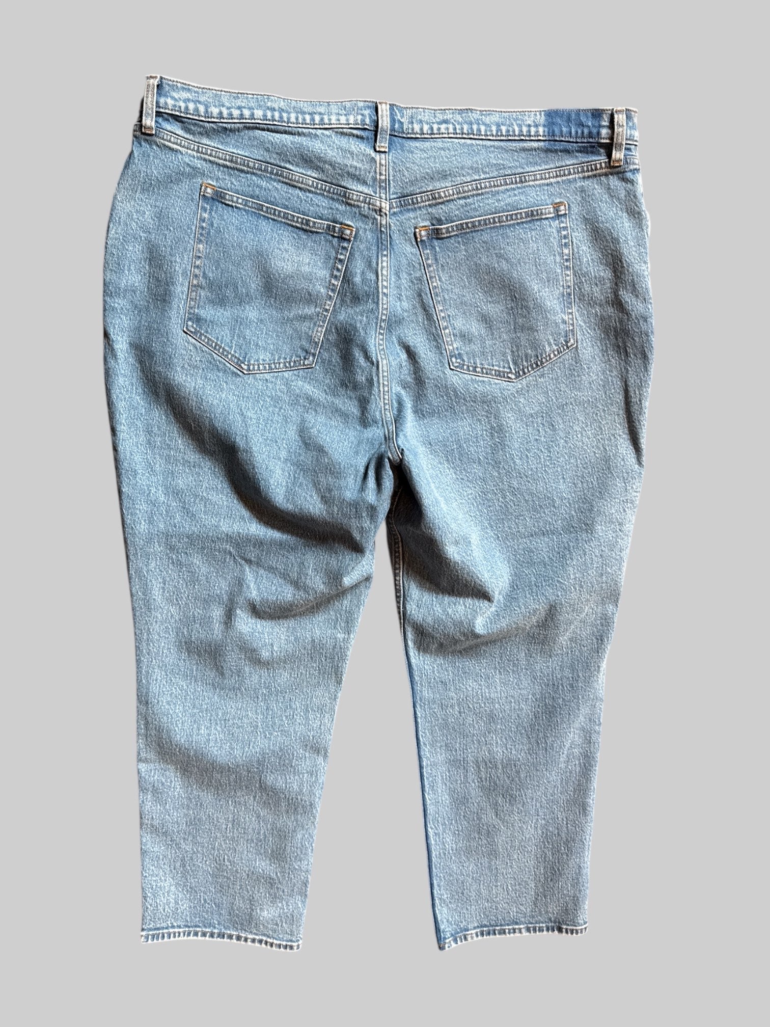 4X Light wash denim straight leg ultra high-rise pants