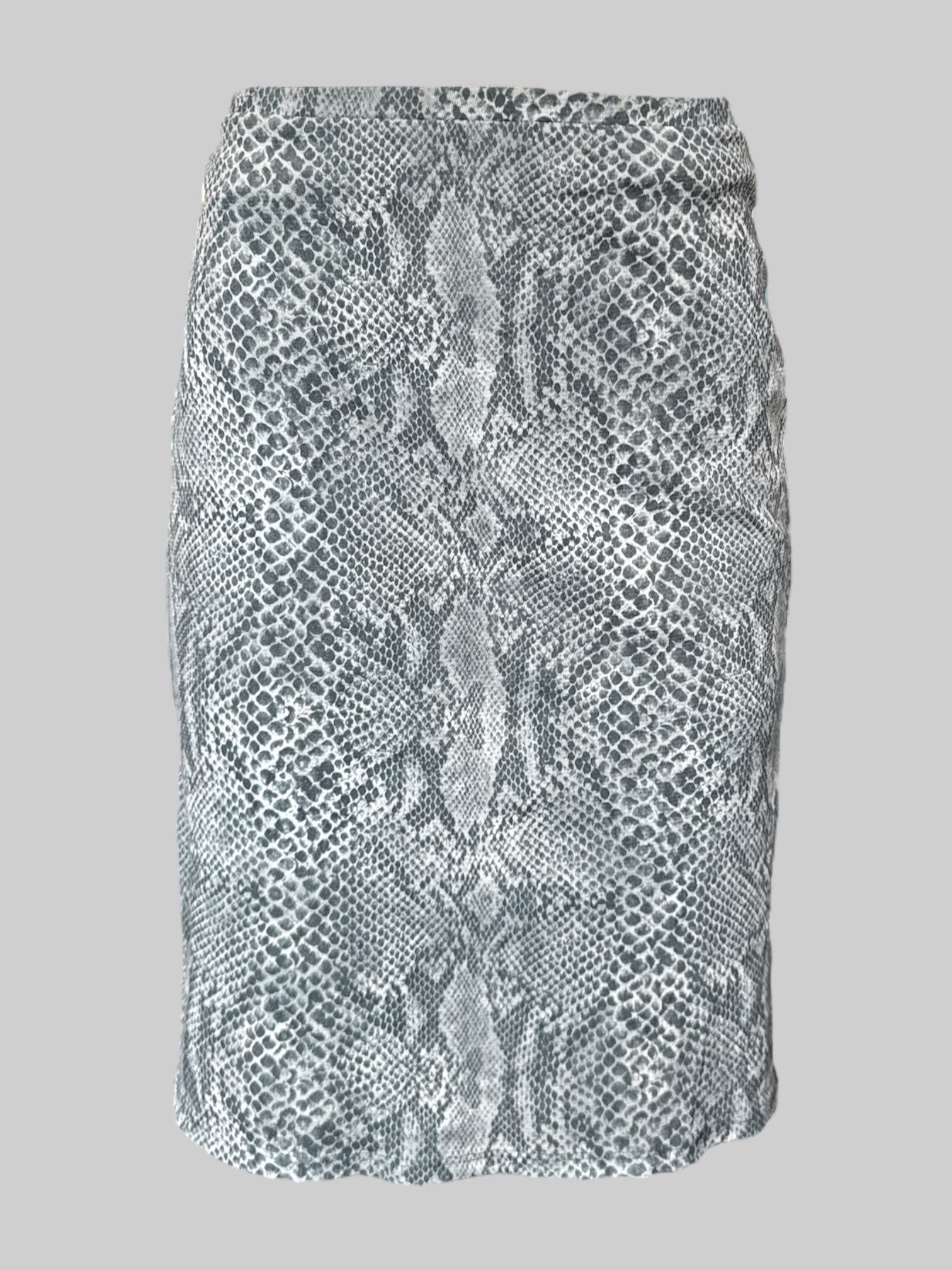 L Vintage grey reptile pattern midi skirt