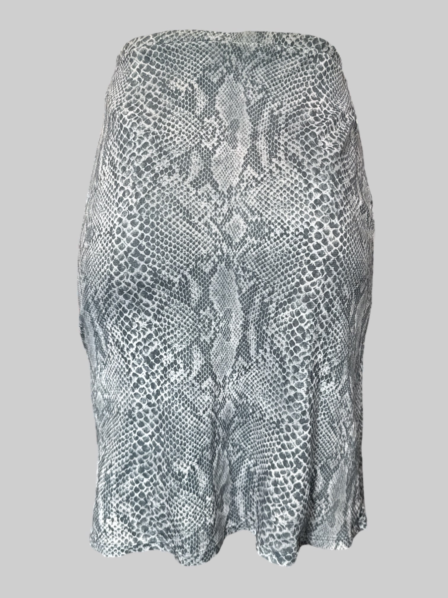 L Vintage grey reptile pattern midi skirt