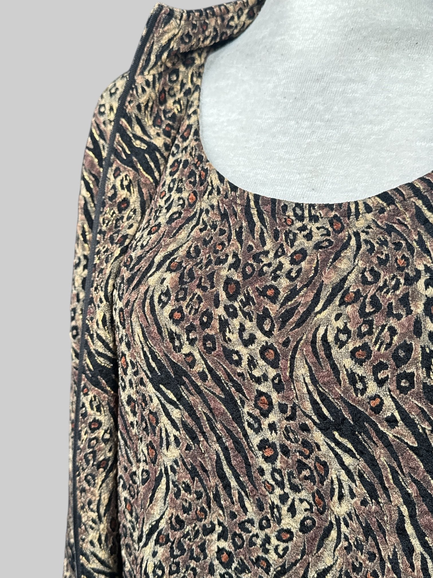 0X Vintage animal print two piece set with tank top and zip up jacket