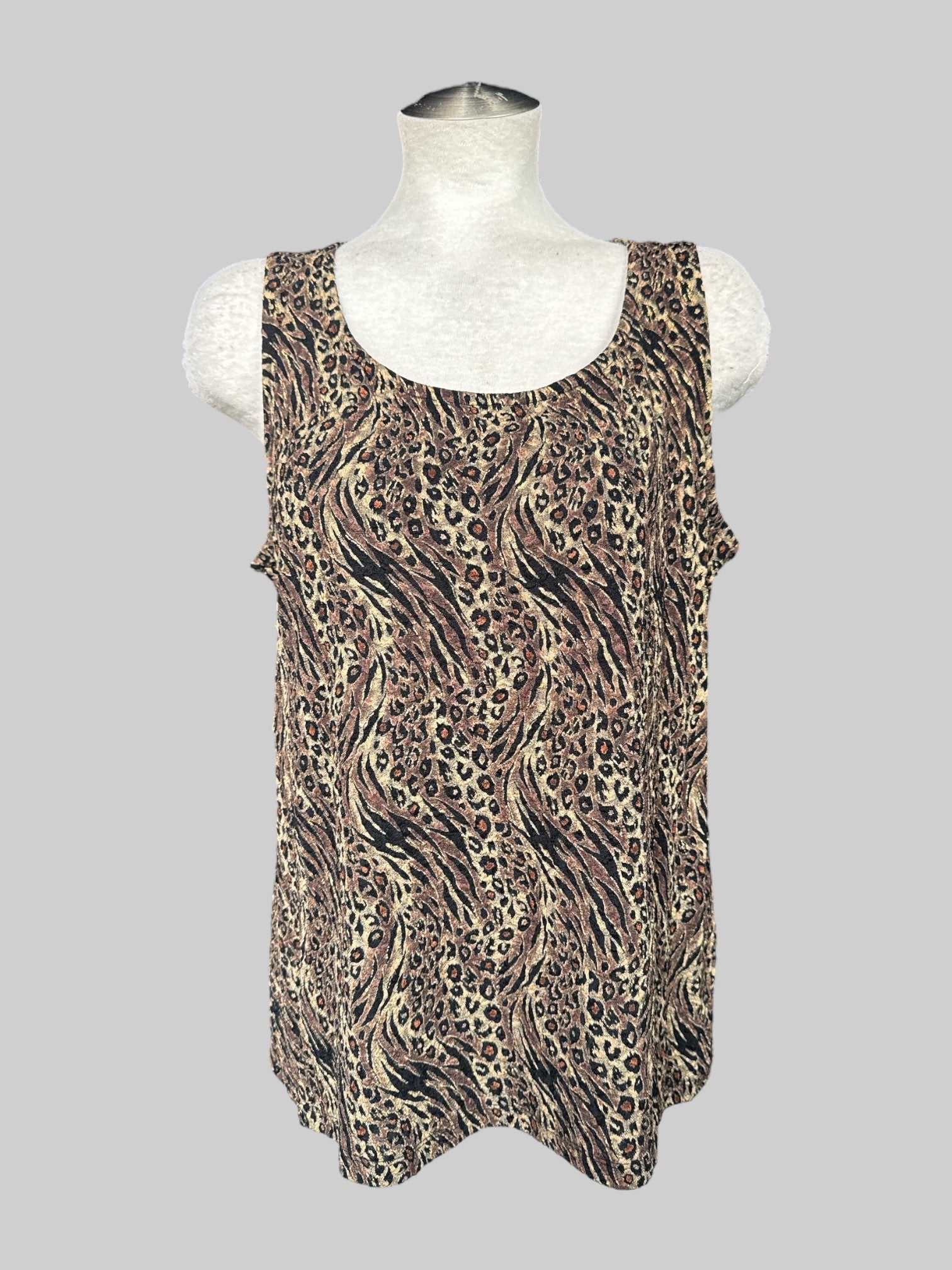 0X Vintage animal print two piece set with tank top and zip up jacket