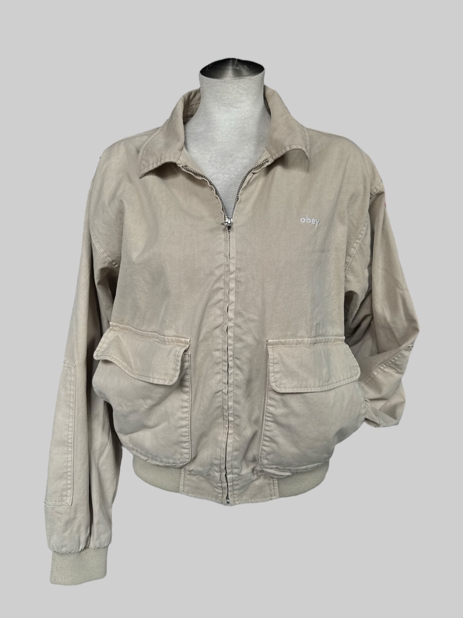 M Beige OBEY Montreal bomber jacket