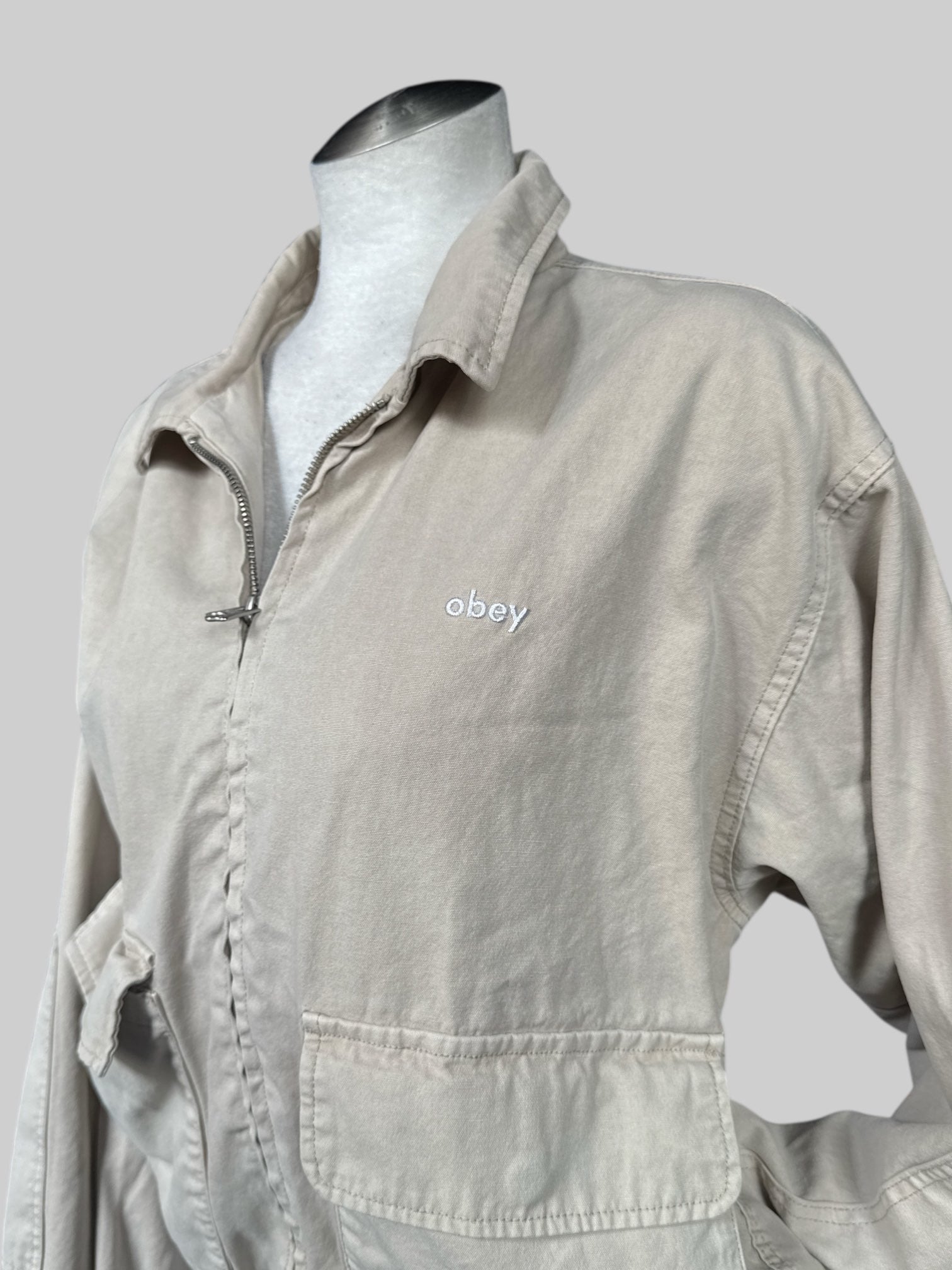 M Beige OBEY Montreal bomber jacket