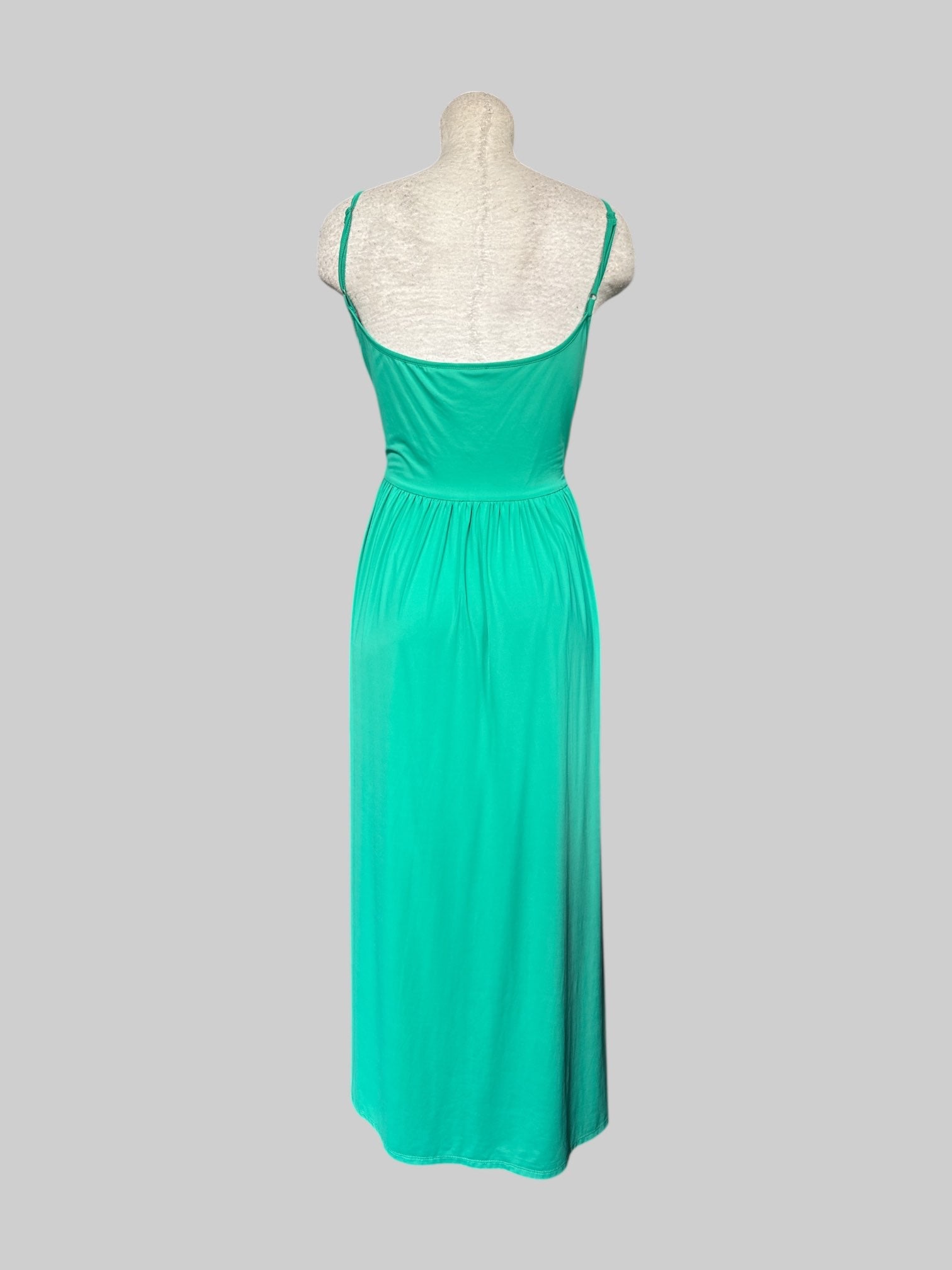 0X Green Charles Henry stretchy twirly midi dress with lining and long adjustable straps