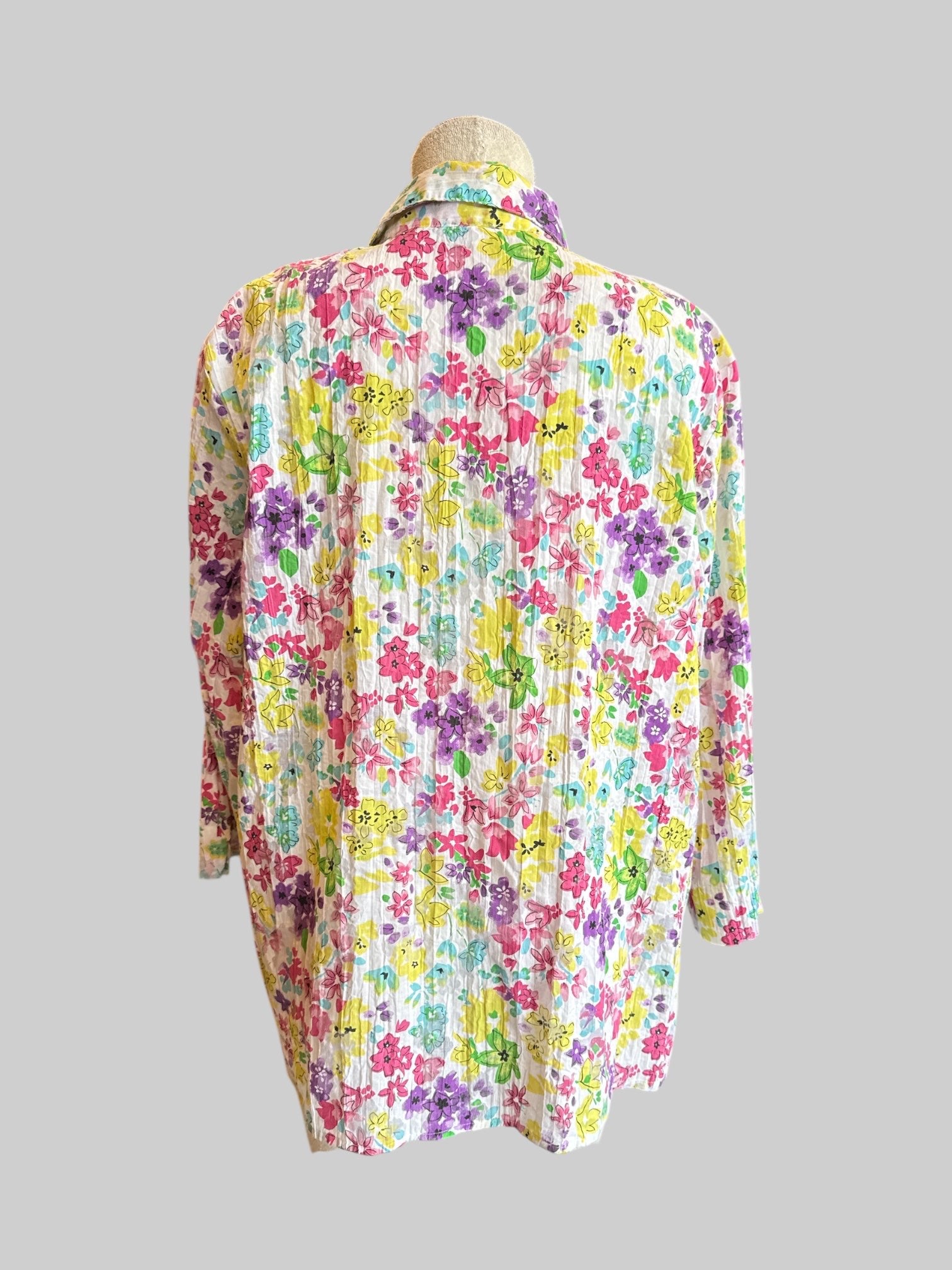 1X Vintage, colorful floral textured button-down