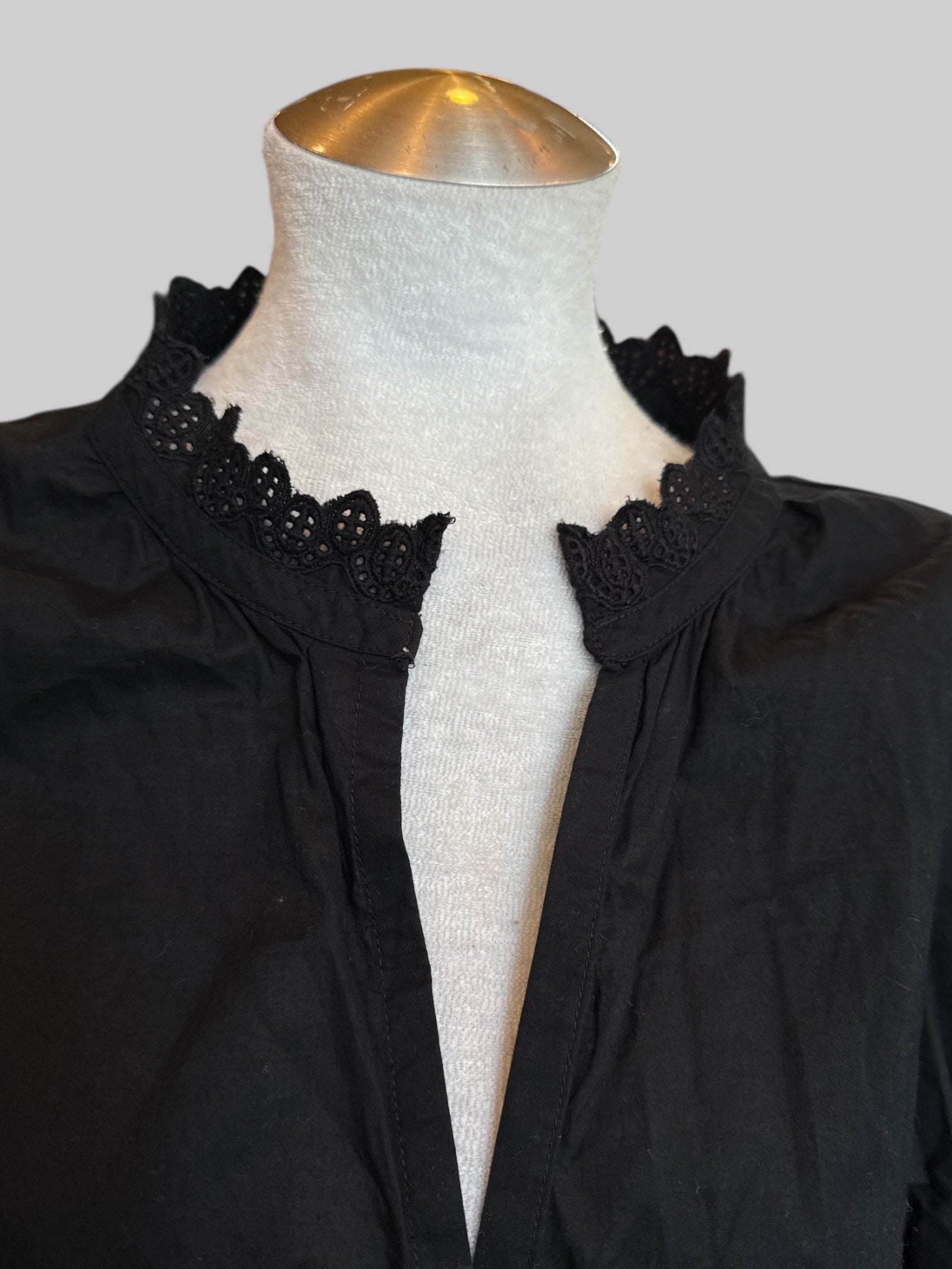1X Black button down with lace trim