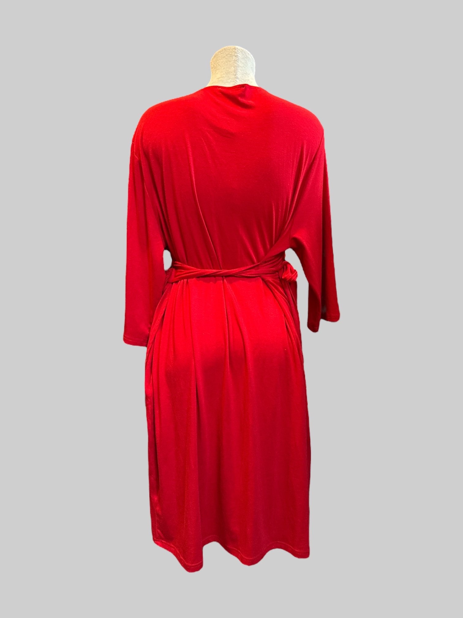 2X Red stretchy faux wrap dress