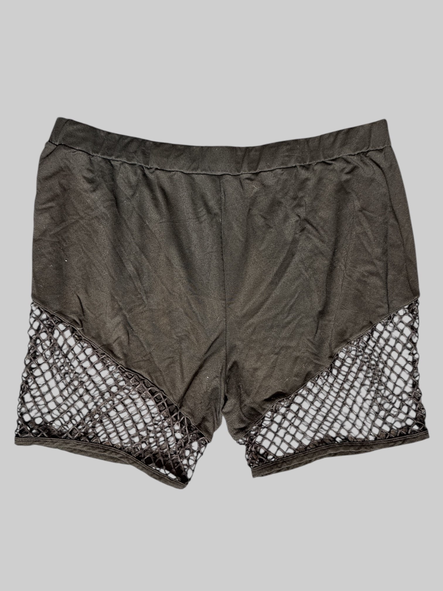 3X black shorts with mesh legs