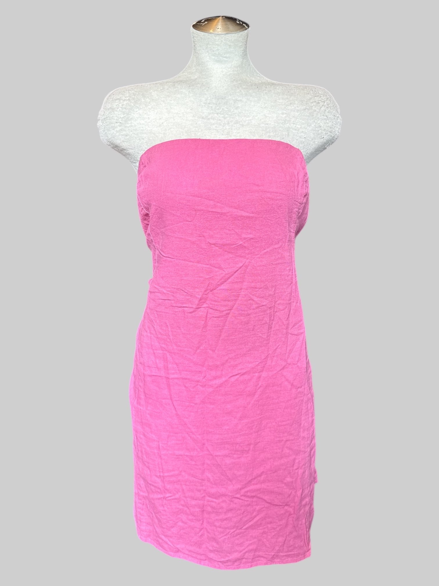 3X light pink strapless dress with shirred back