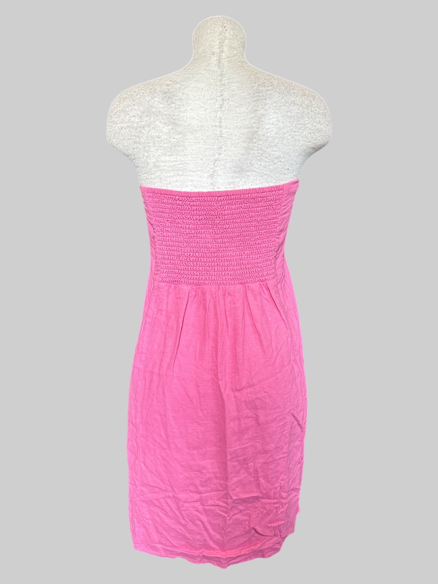 3X light pink strapless dress with shirred back