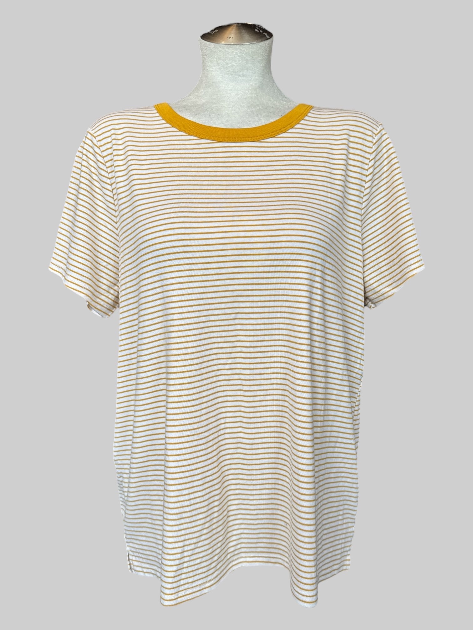 3X yellow, and white striped T-shirt