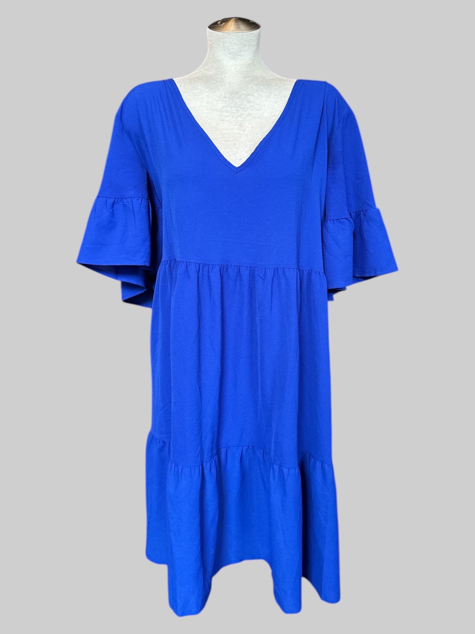 2X flowy royal blue tiered dress