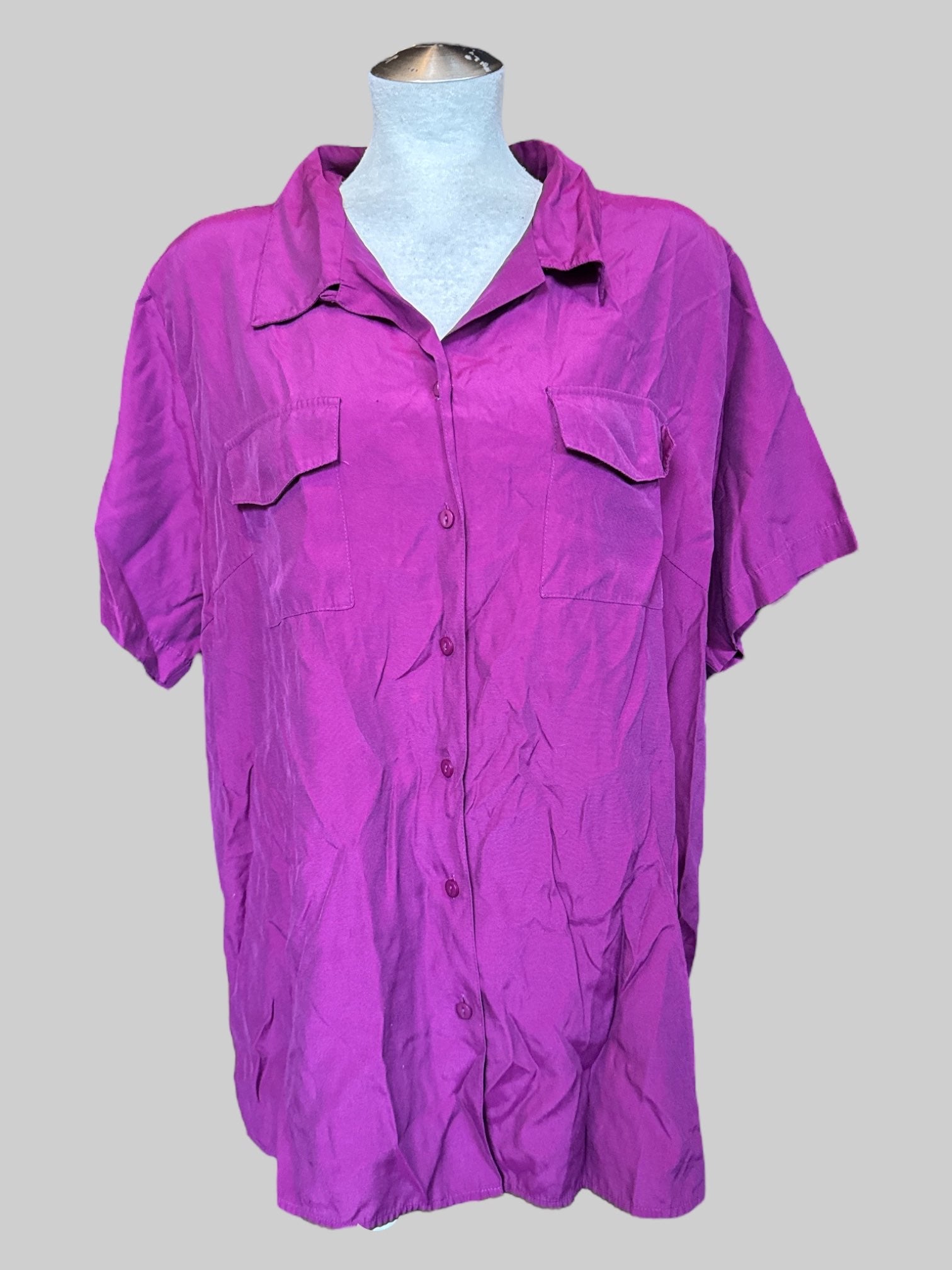 1X vintage flowy  purple button up top