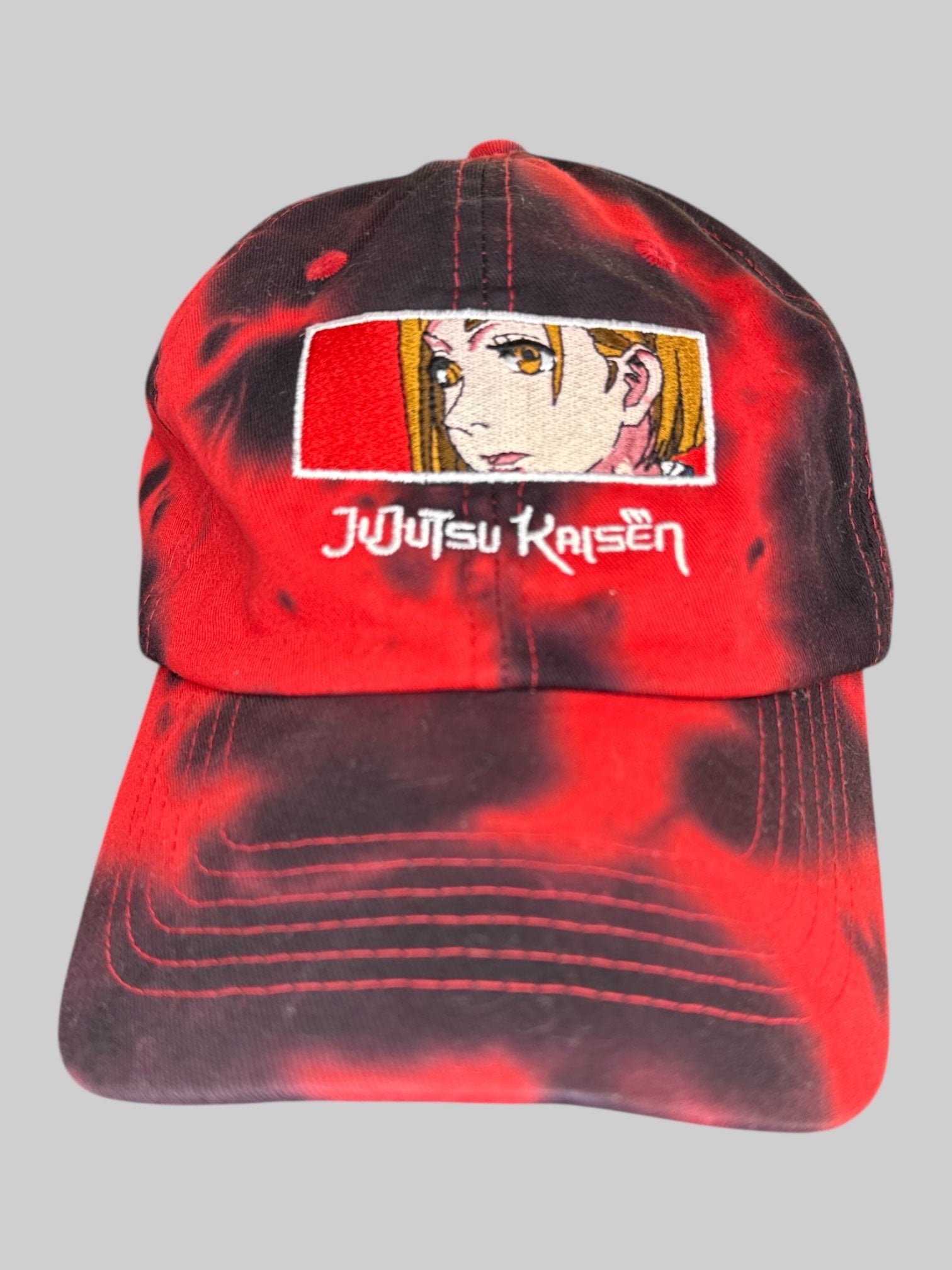 Jujutsu Kaisen Anime red and black tie dye baseball cap