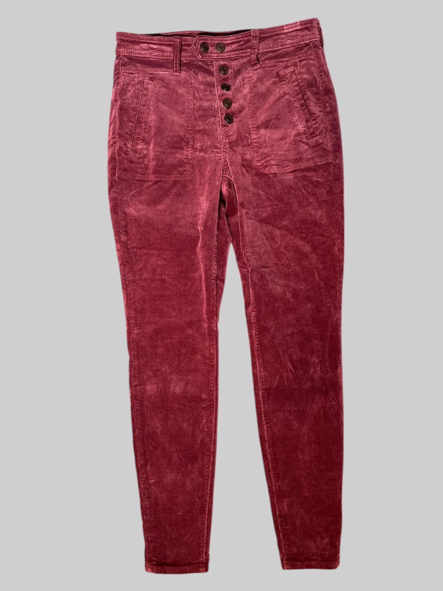 M burgundy corduroy high rise jeggings