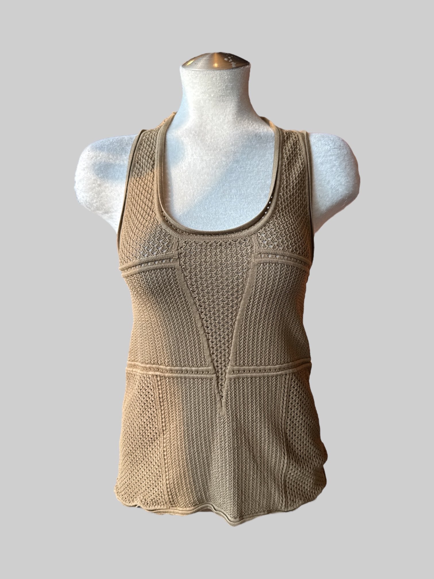 S light brown Ronny Kobo knit sleeveless top
