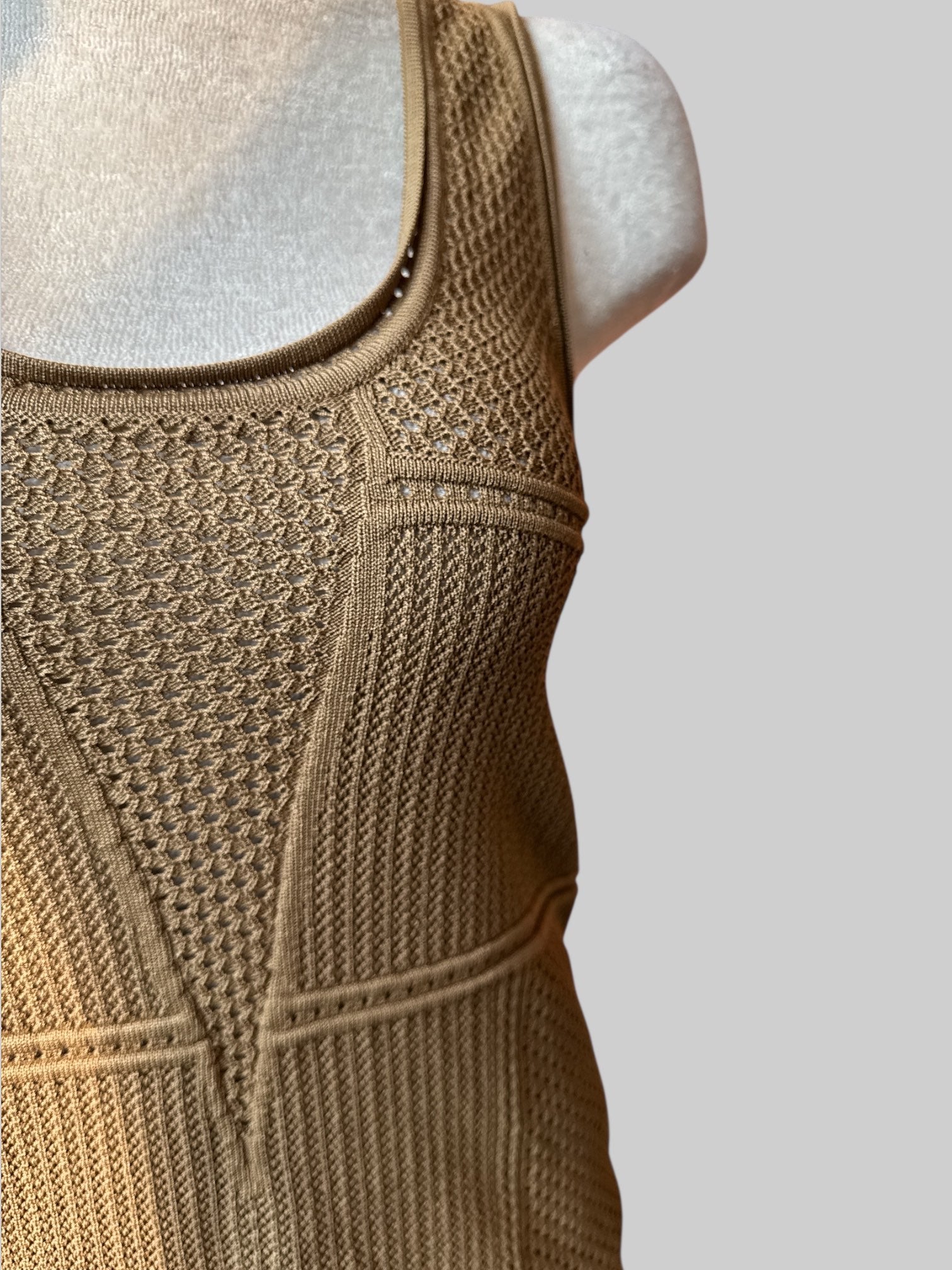 S light brown Ronny Kobo knit sleeveless top